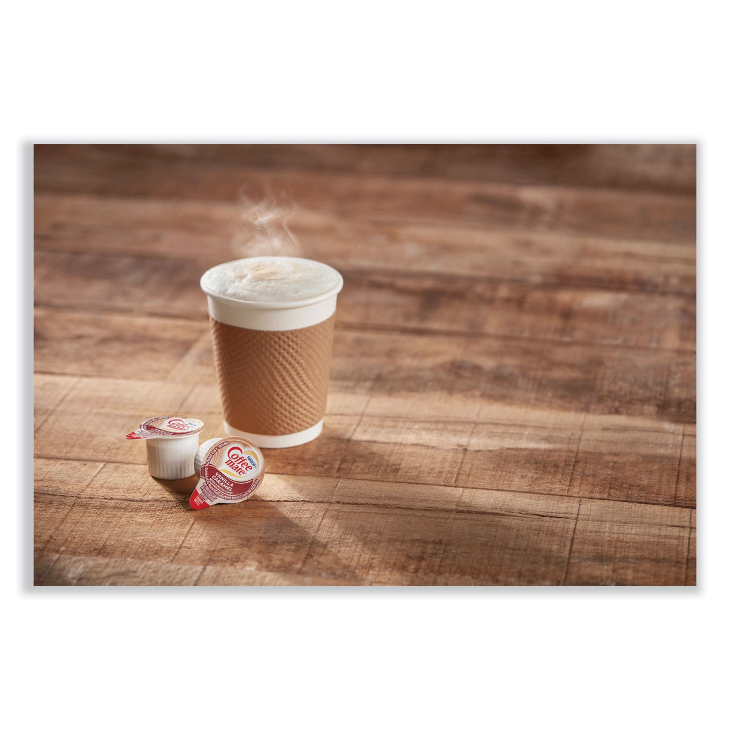 Bulk Liquid Coffee Creamer, Vanilla Caramel, 0.38 oz Mini Cups, 180/Carton