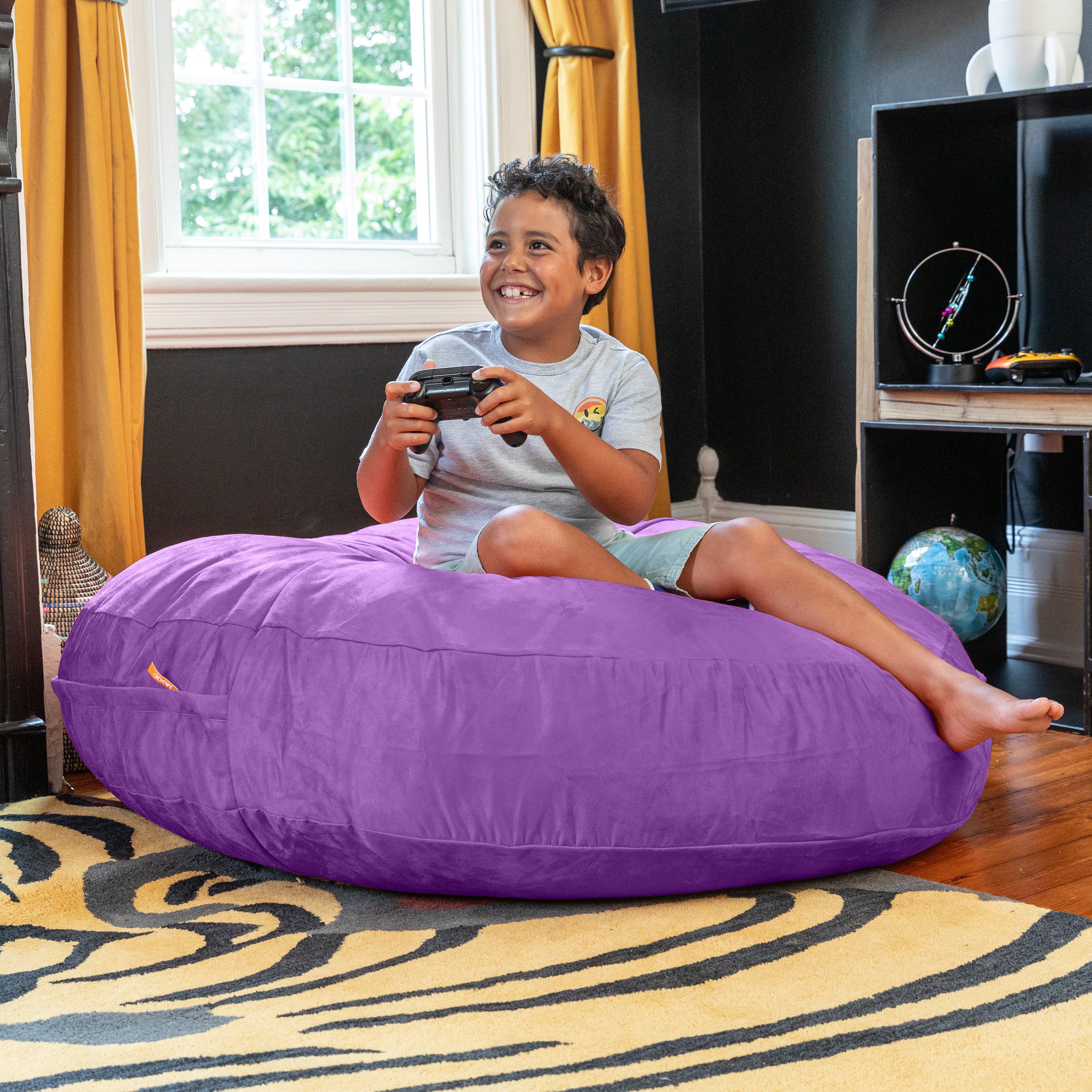 Jaxx Cocoon 4 Foot Bean Bag Chair and Crash Pad, Grape
