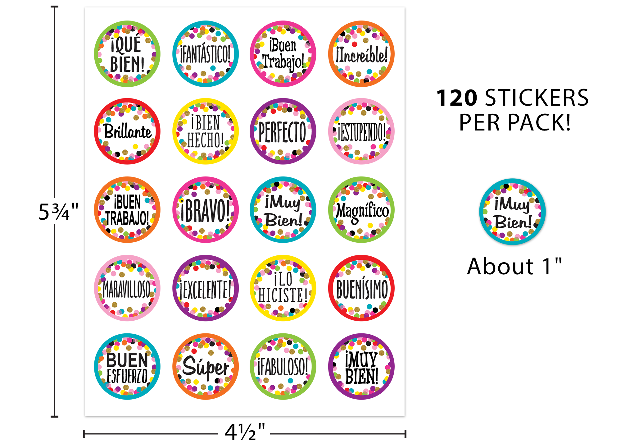 Confetti Spanish Stickers