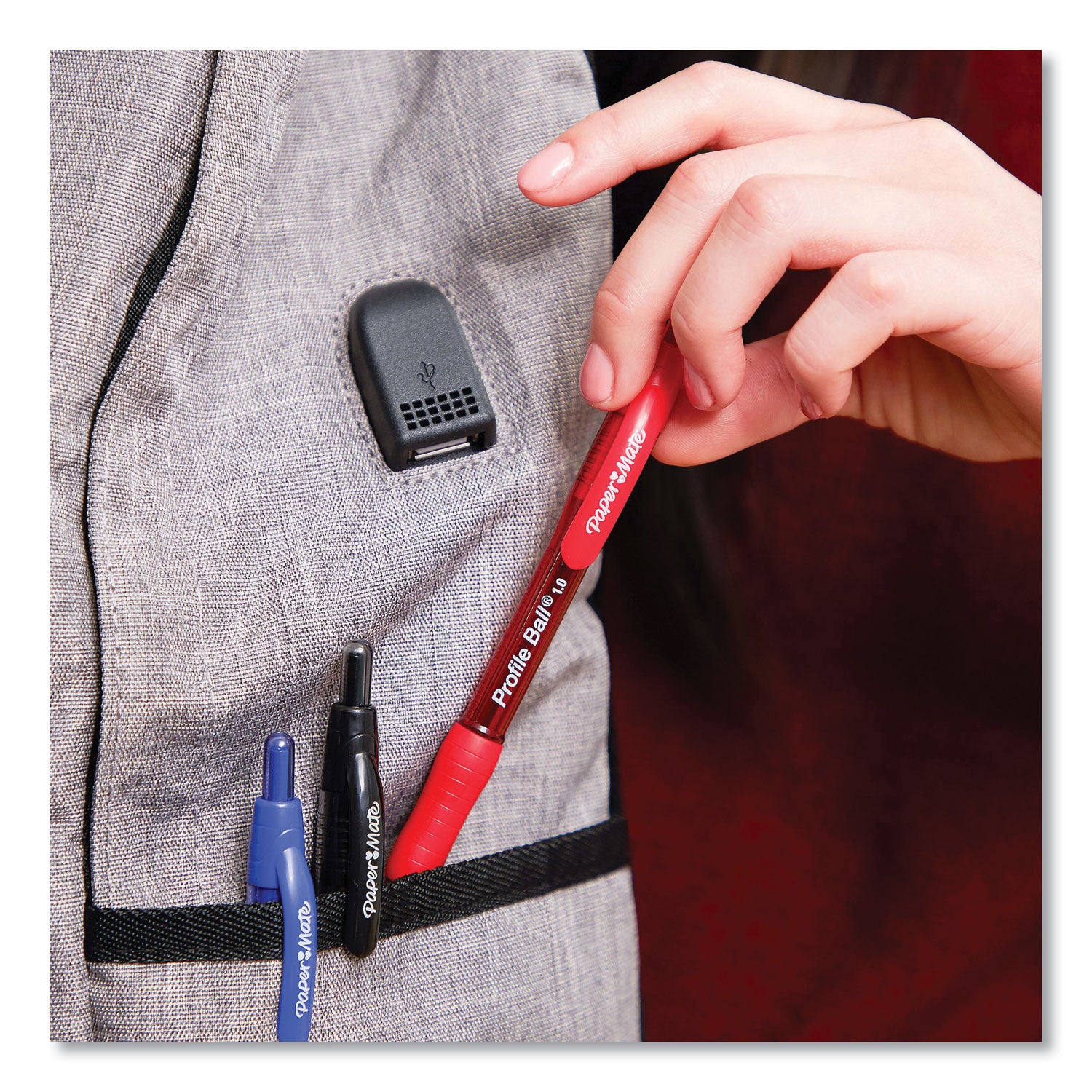 Paper Mate Profile 1.0mm Ballpoint Pens - 1 mm Medium Conical Pen Point - Retractable - Red Ink - Red Barrel - 1 Dozen
