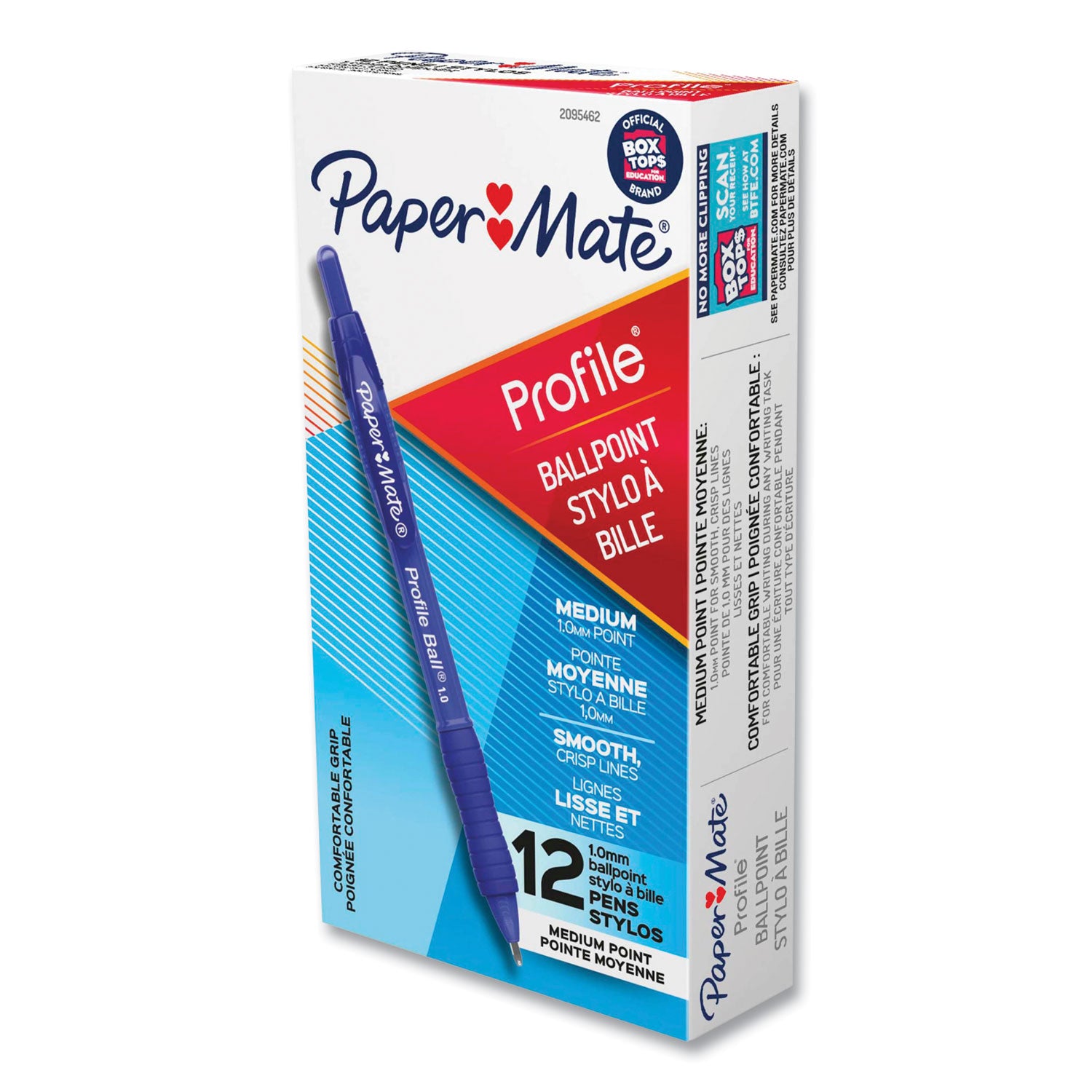 Paper Mate Profile 1.0mm Ballpoint Pens - 1 mm Medium Conical Pen Point - Retractable - Blue Ink - Blue Barrel - 1 Dozen