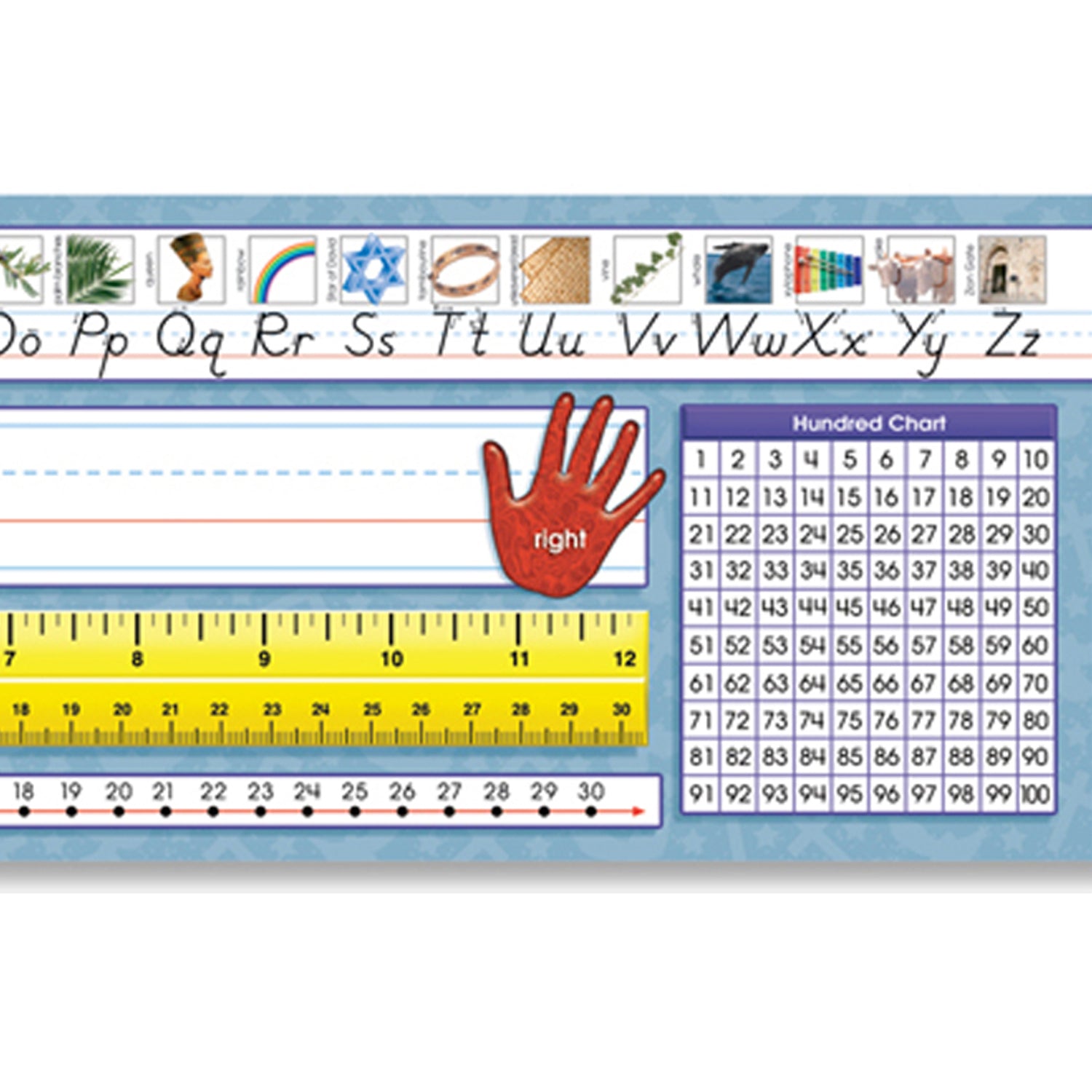 Traditional Manuscript Primary Desk Plates, 19" x 5", Pack of 36