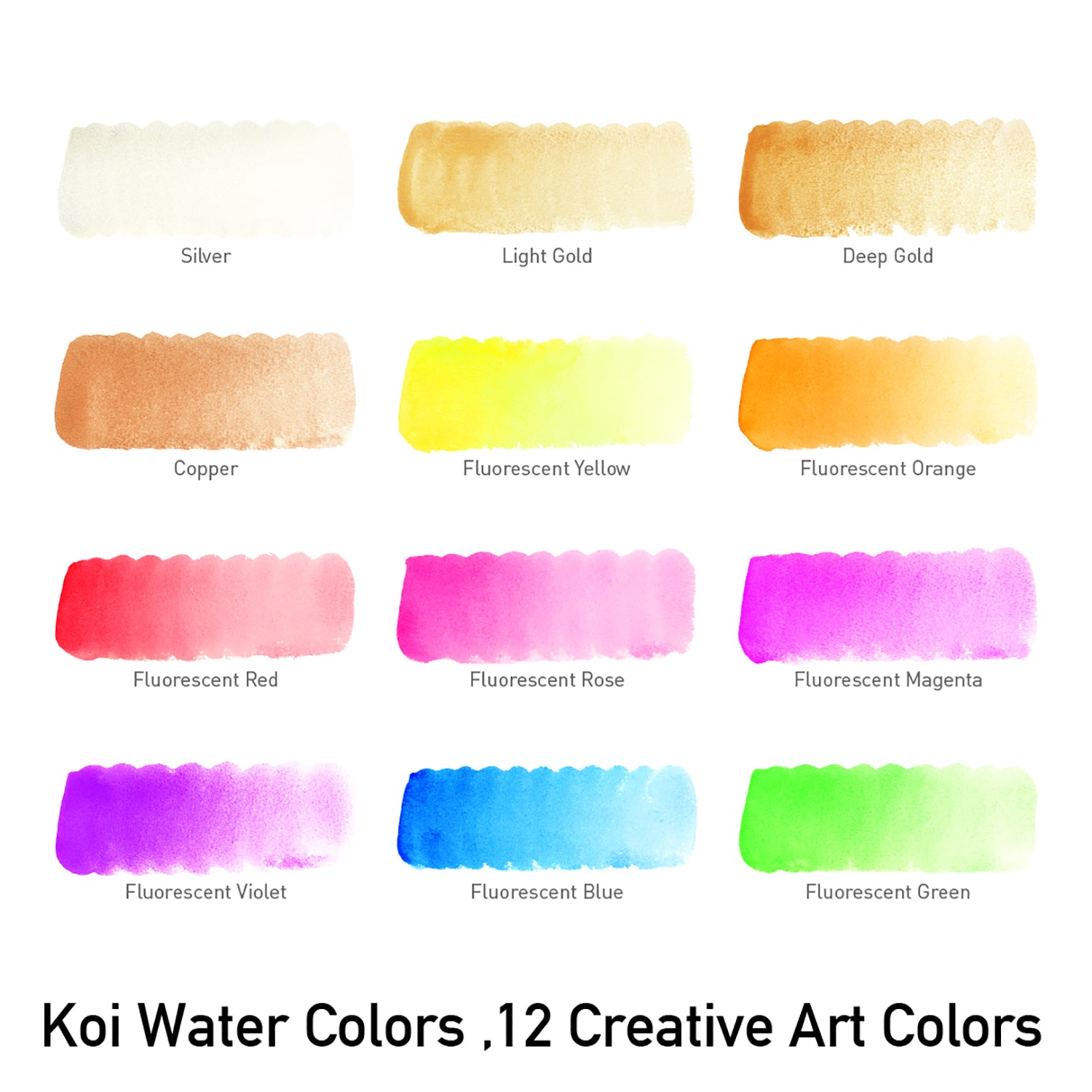 Koi Water Colors Field Sketch Box with Brush, 12 Creative Art Colors