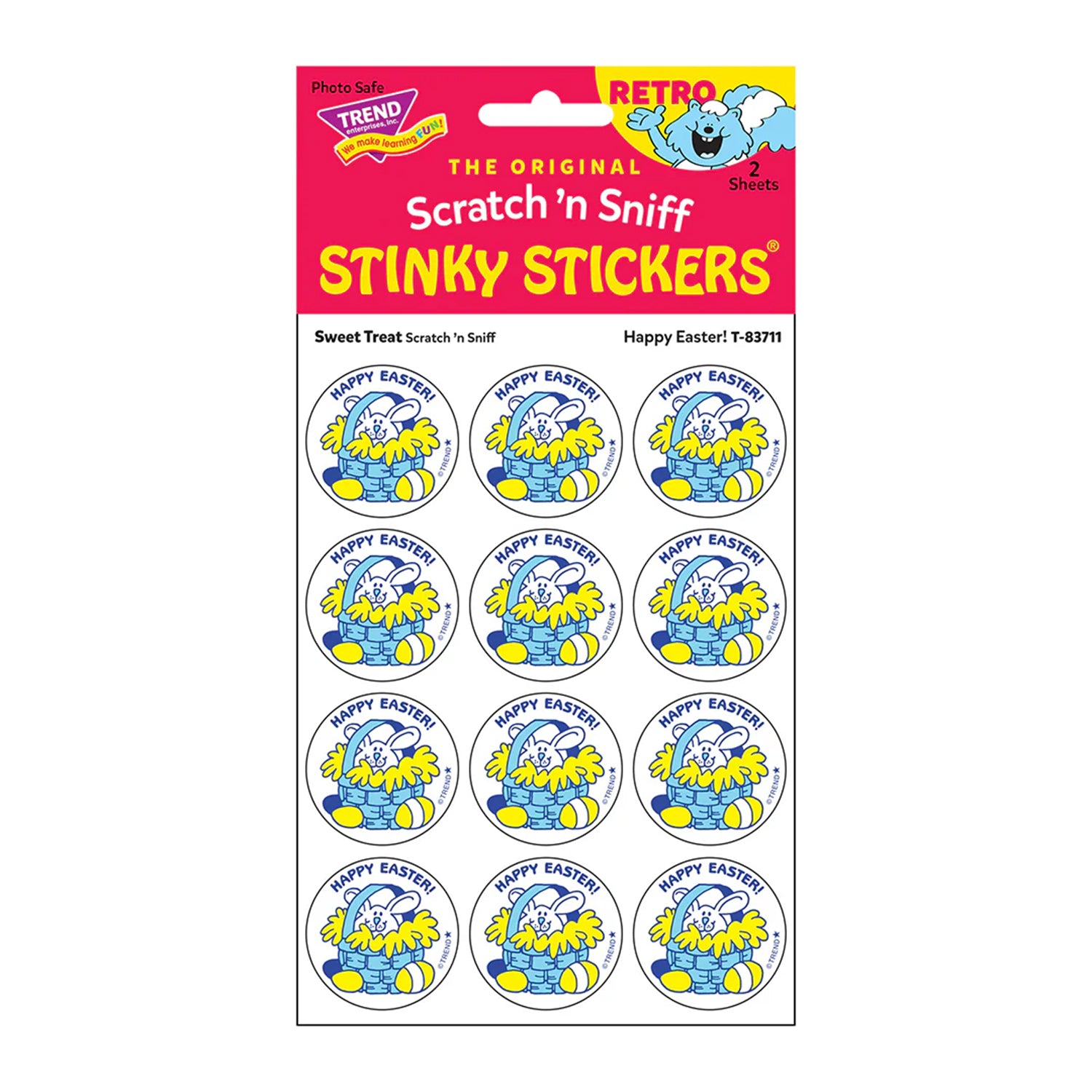 Happy Easter!/Sweet Treat scent Retro Scratch 'n Sniff Stinky Stickers®, 24 Per Pack, 6 Packs
