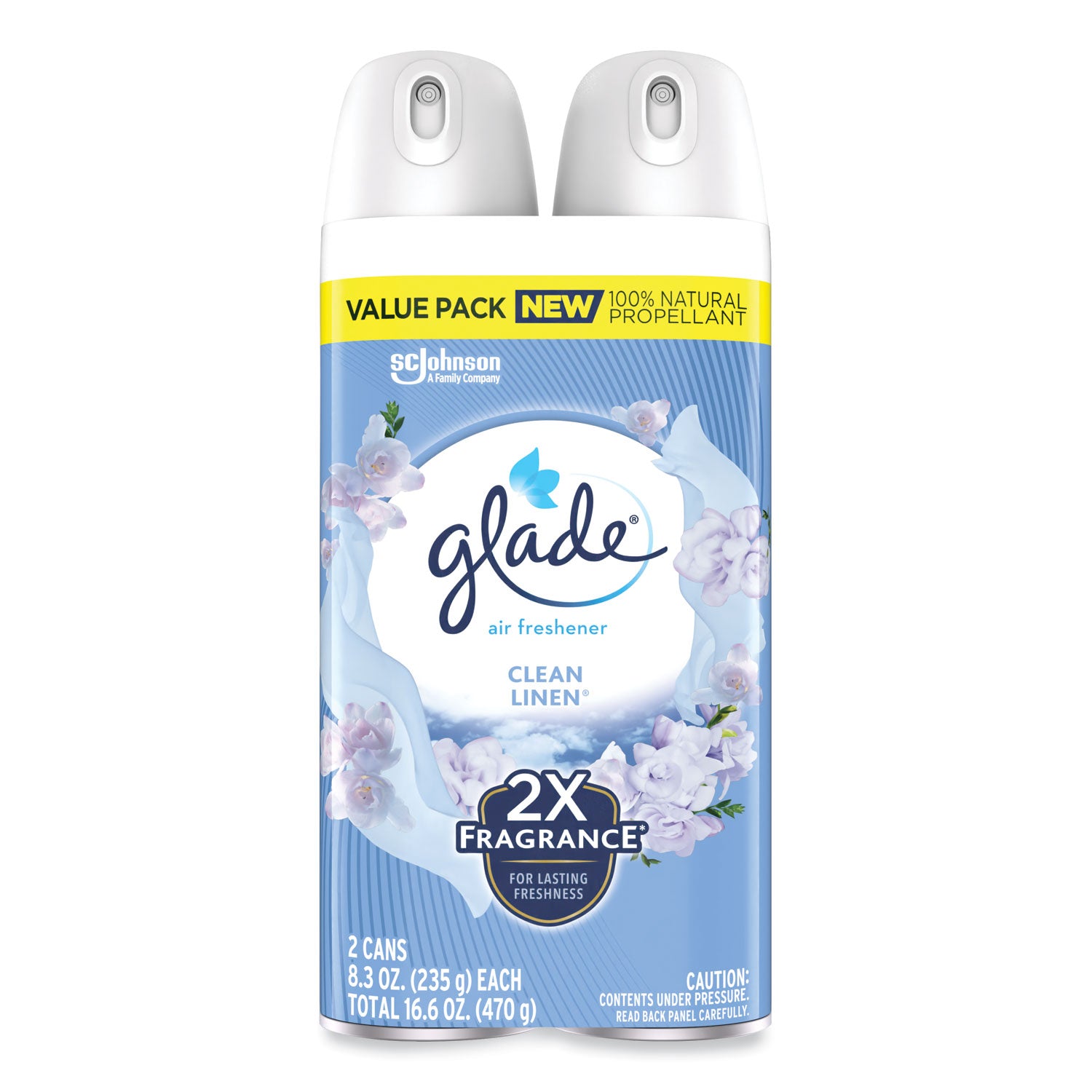 Glade Air Freshener Spray - Aerosol - 8.1 fl oz (0.3 quart) - Clean Linen - Odor Neutralizer, Ozone-safe, CFC-free - 2 / Pack