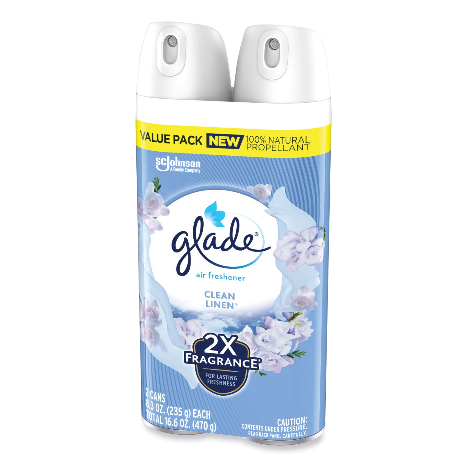 Glade Air Freshener Spray - Aerosol - 8.1 fl oz (0.3 quart) - Clean Linen - Odor Neutralizer, Ozone-safe, CFC-free - 2 / Pack