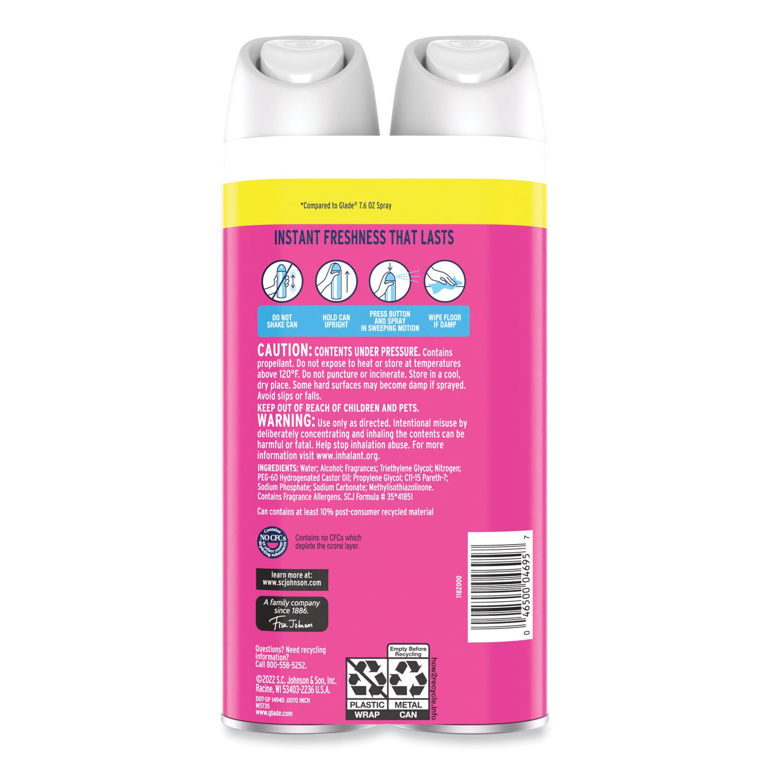 Glade Soft Mist Air Freshener Spray - Aerosol - 8 fl oz (0.3 quart) - Exotic Tropical Blossoms - Paraben-free, Odor Neutralizer, Phthalate-free, Long Lasting - 2 / Pack