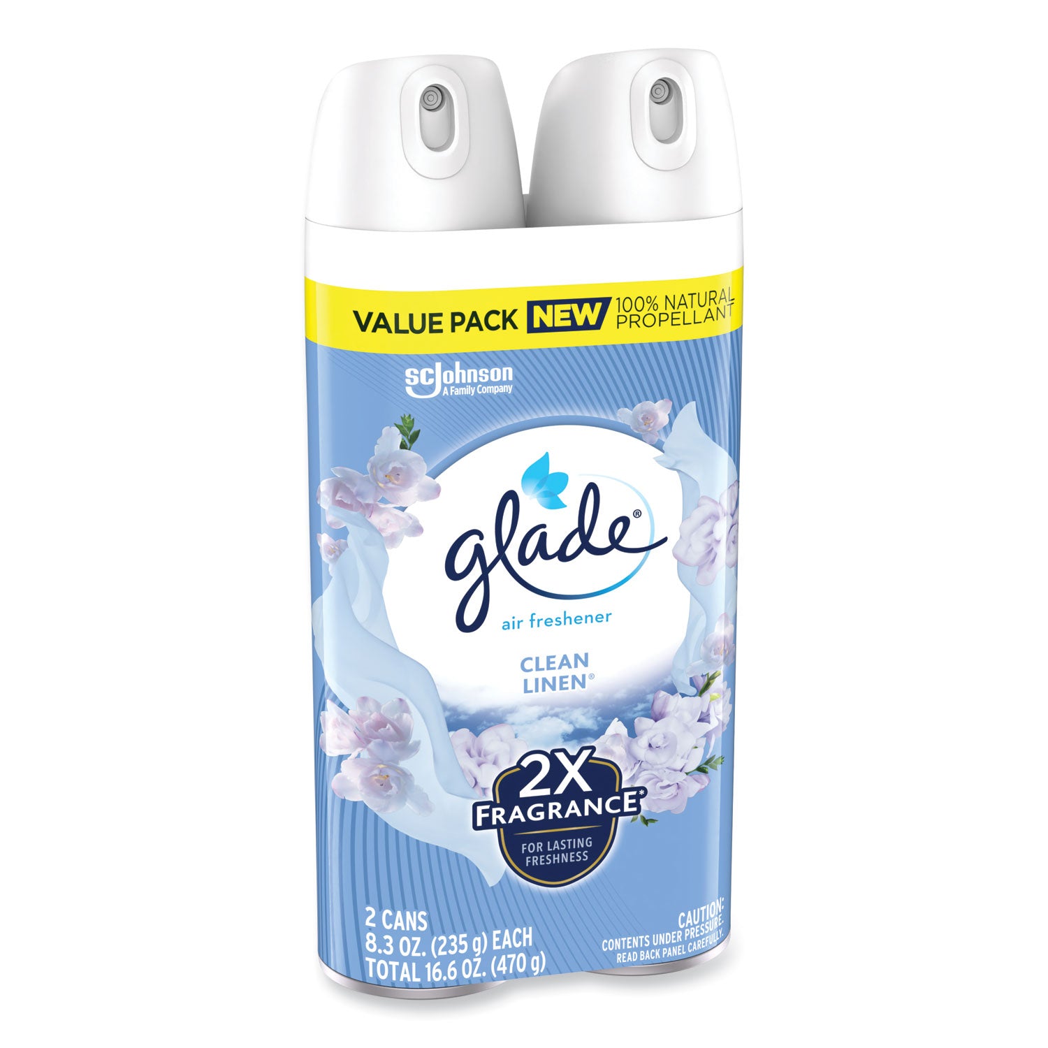 Glade Air Freshener Spray - Aerosol - 8.1 fl oz (0.3 quart) - Clean Linen - Odor Neutralizer, Ozone-safe, CFC-free - 2 / Pack