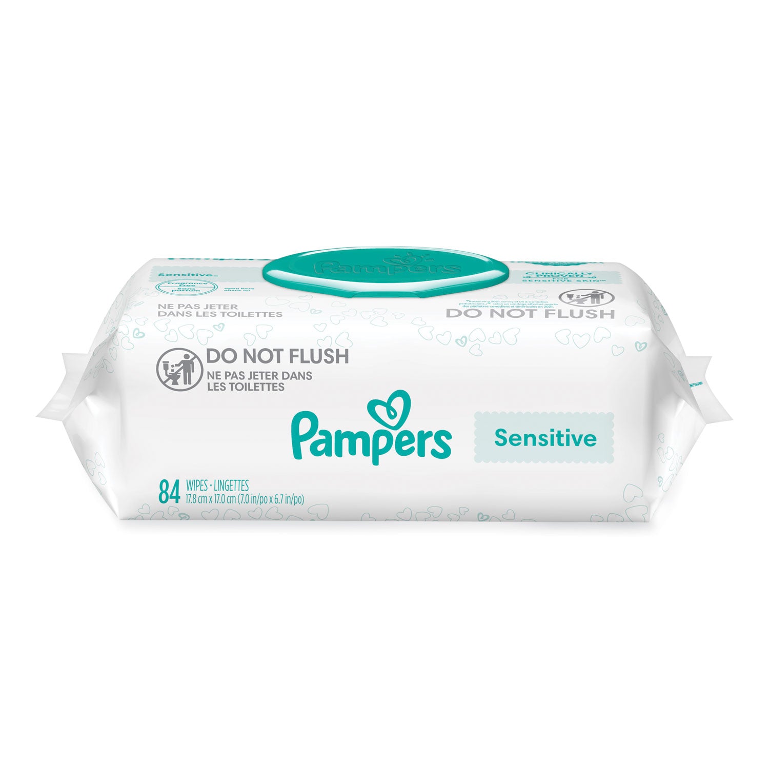 Pampers Baby Wipes Sensitive, White, 84 Wipes per Pack, 588 Wipes per Box