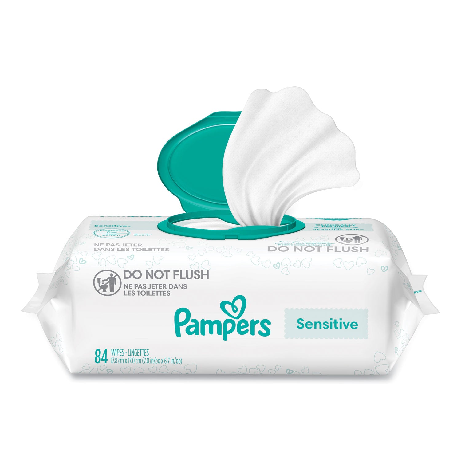 Pampers Baby Wipes Sensitive, White, 84 Wipes per Pack, 588 Wipes per Box