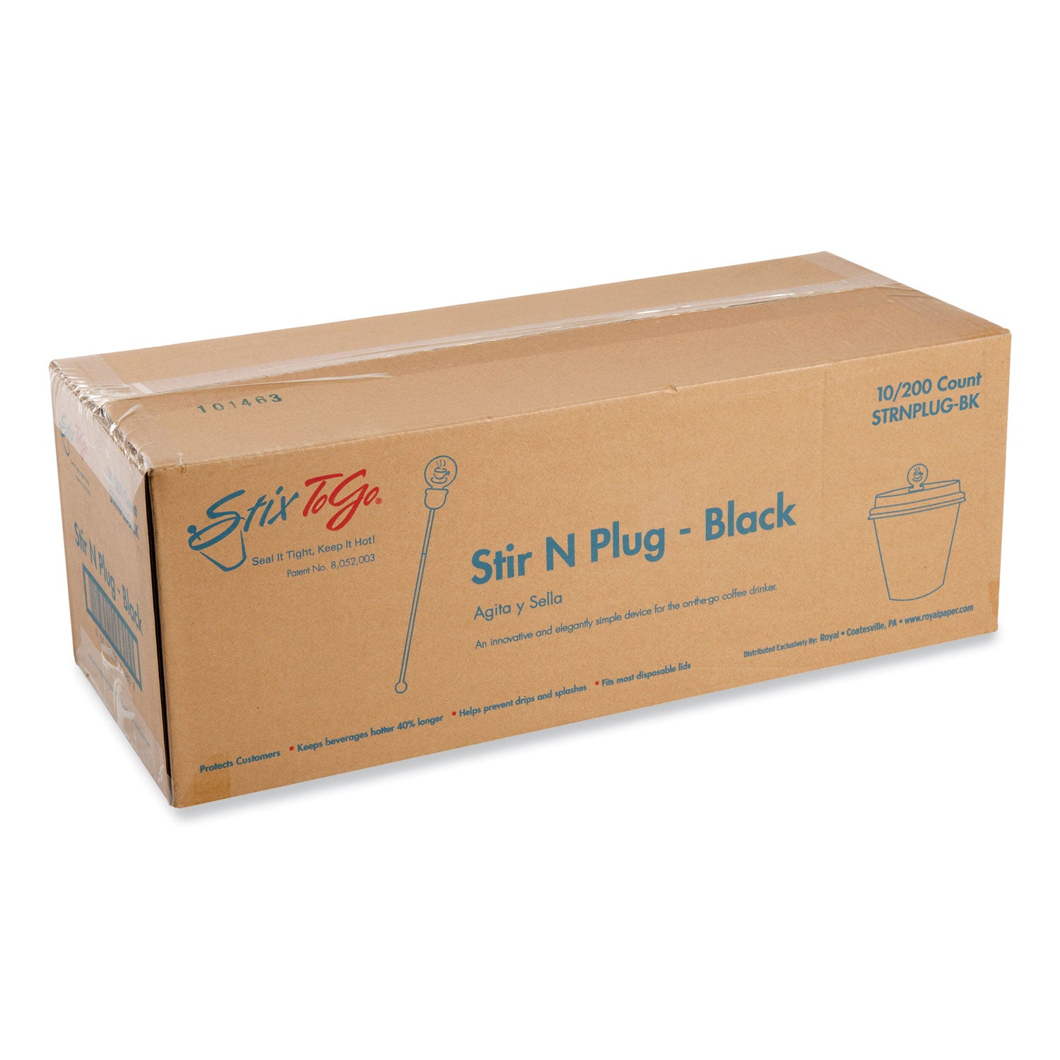 Beverage Plugs, Black, 200/Box, 10 Boxes/Carton