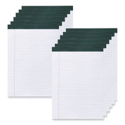 Roaring Spring Recycled Legal Pad, 40 Sheets, 80 Pages, 11 3/4" x 8 1/2", White, Green Binding, Wide Ruled, Double Line Red Margin, Perforated, 1 Dozen