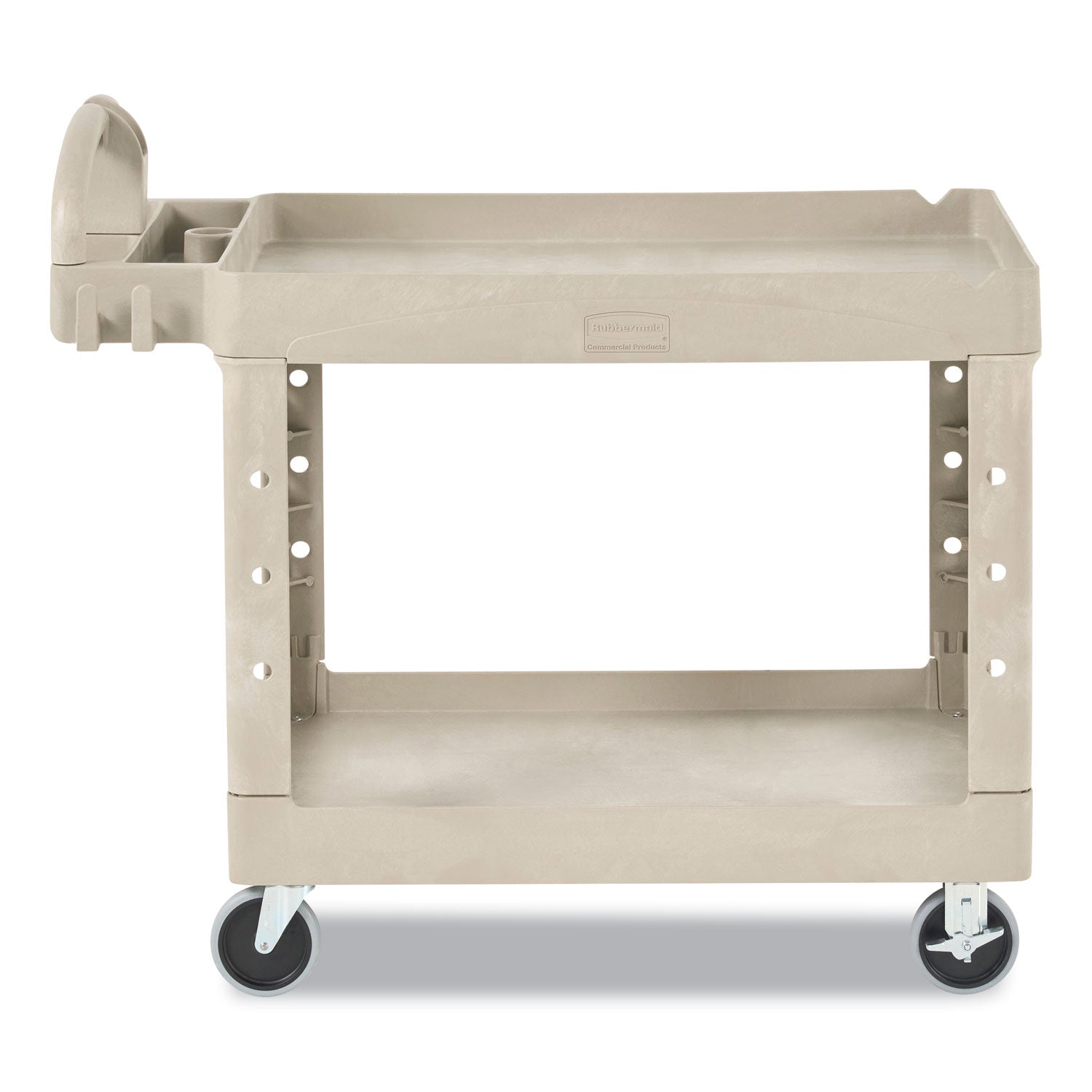 Rubbermaid Commercial Two Shelf Service Cart - 2 Shelf - 500 lb Load Capacity - 4 Casters - 5" Caster Size - 39.50" Width x 17.87" Depth x 33.25" Height - Beige - 1 Each