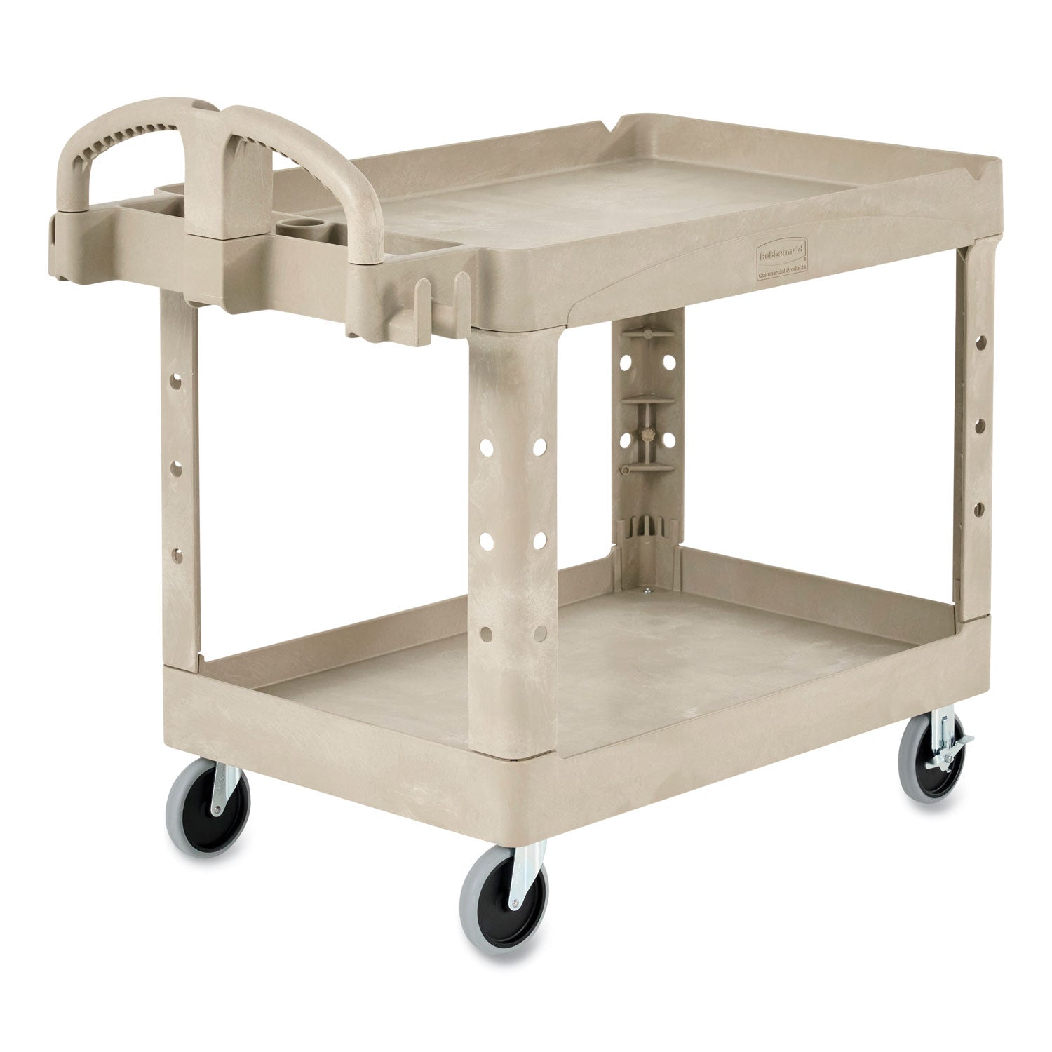 Rubbermaid Commercial Two Shelf Service Cart - 2 Shelf - 500 lb Load Capacity - 4 Casters - 5" Caster Size - 39.50" Width x 17.87" Depth x 33.25" Height - Beige - 1 Each