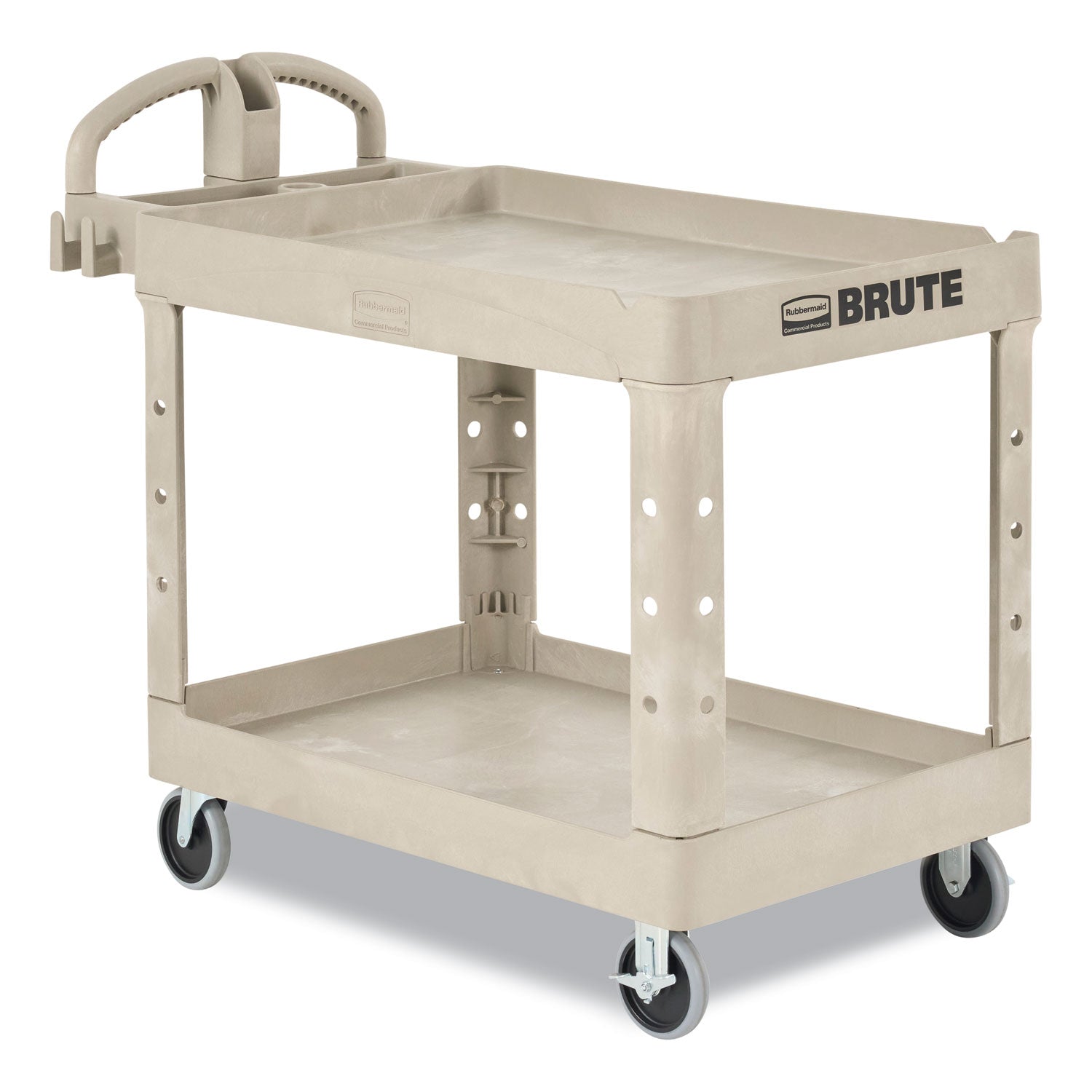 Rubbermaid Commercial Two Shelf Service Cart - 2 Shelf - 500 lb Load Capacity - 4 Casters - 5" Caster Size - 39.50" Width x 17.87" Depth x 33.25" Height - Beige - 1 Each