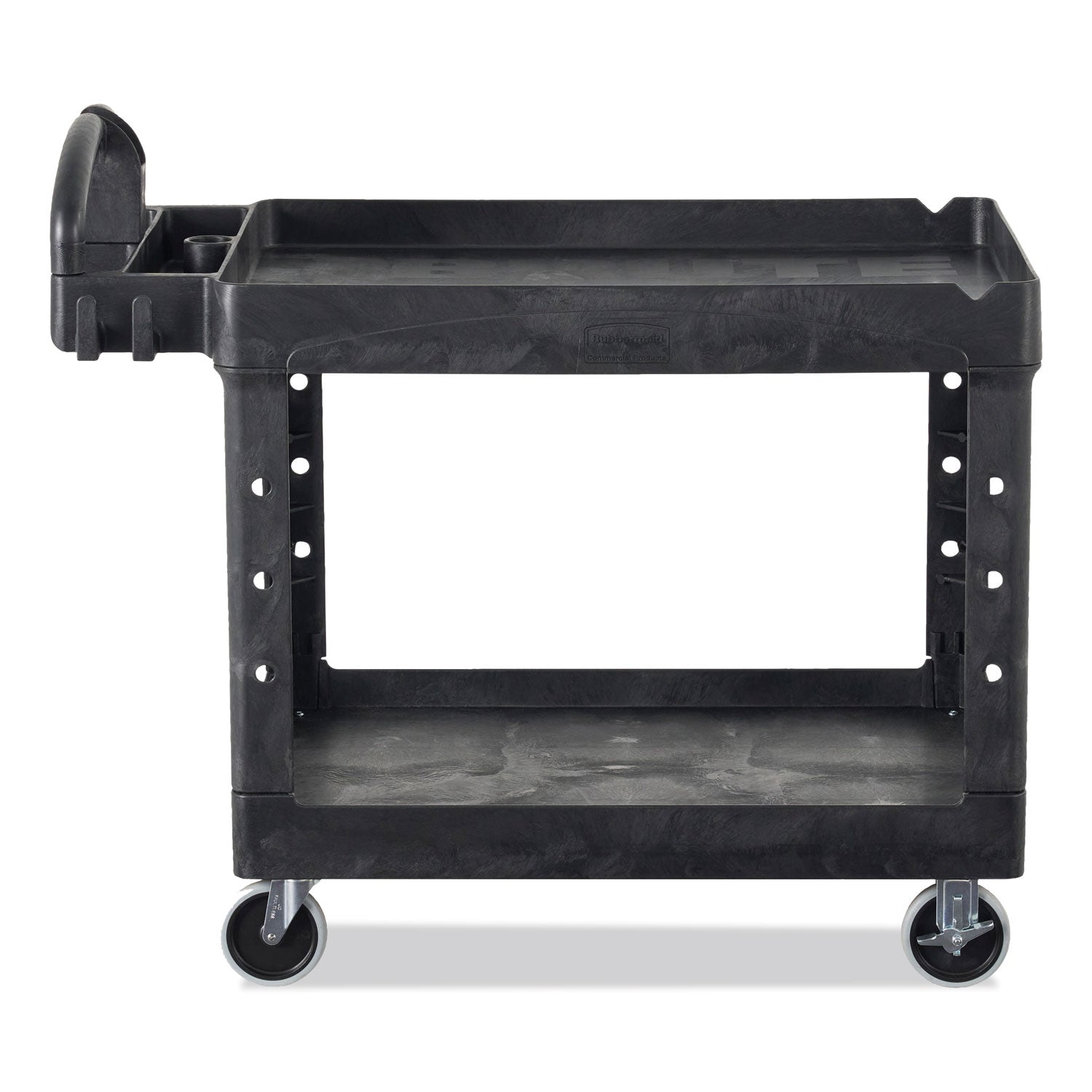 2 Shelf - 500 lb Load Capacity - 4 Casters - 5" Caster Size - Resin - 39" Length x 17.90" Width x 33.20" Height - Black - 1 Each