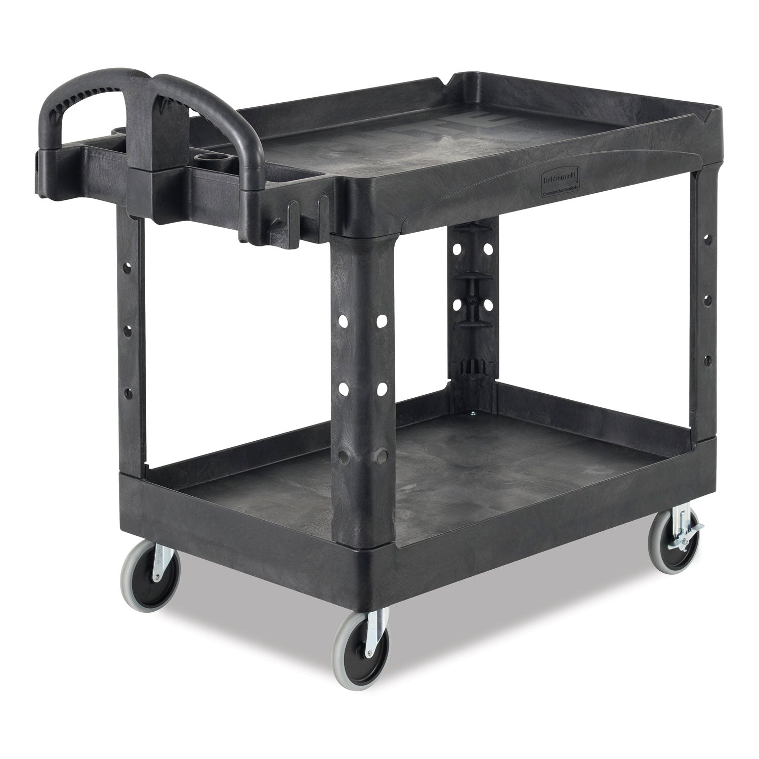 2 Shelf - 500 lb Load Capacity - 4 Casters - 5" Caster Size - Resin - 39" Length x 17.90" Width x 33.20" Height - Black - 1 Each