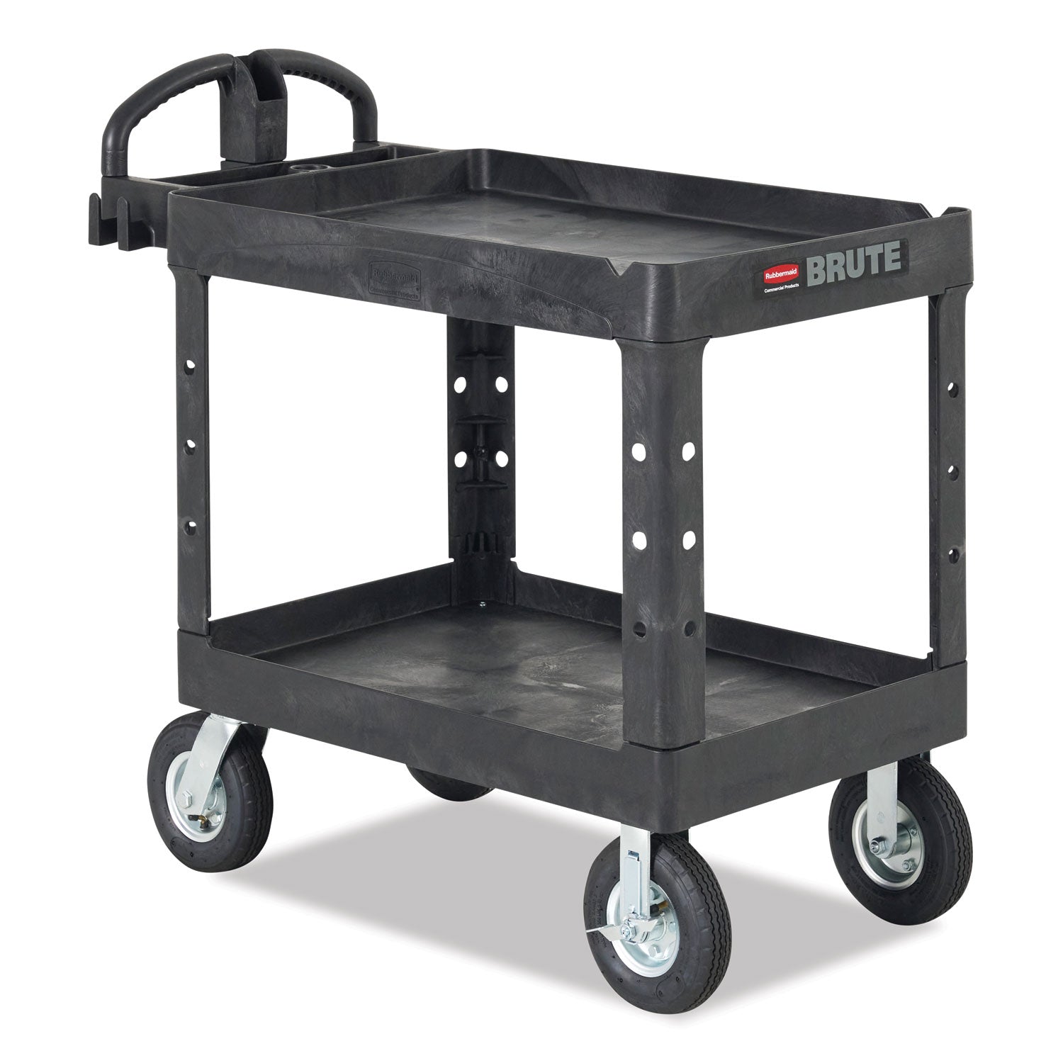 2 Shelf - 500 lb Load Capacity - 4 Casters - 5" Caster Size - Resin - 39" Length x 17.90" Width x 33.20" Height - Black - 1 Each