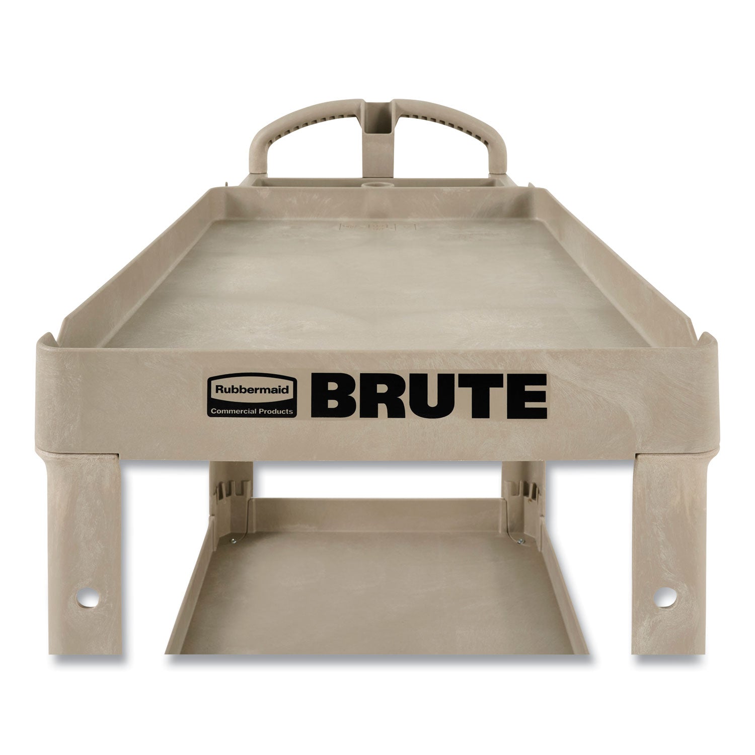 Rubbermaid Commercial Two Shelf Service Cart - 2 Shelf - 500 lb Load Capacity - 4 Casters - 5" Caster Size - Plastic - 44" Length x 25.25" Width x 39" Height - Beige - 1 Each