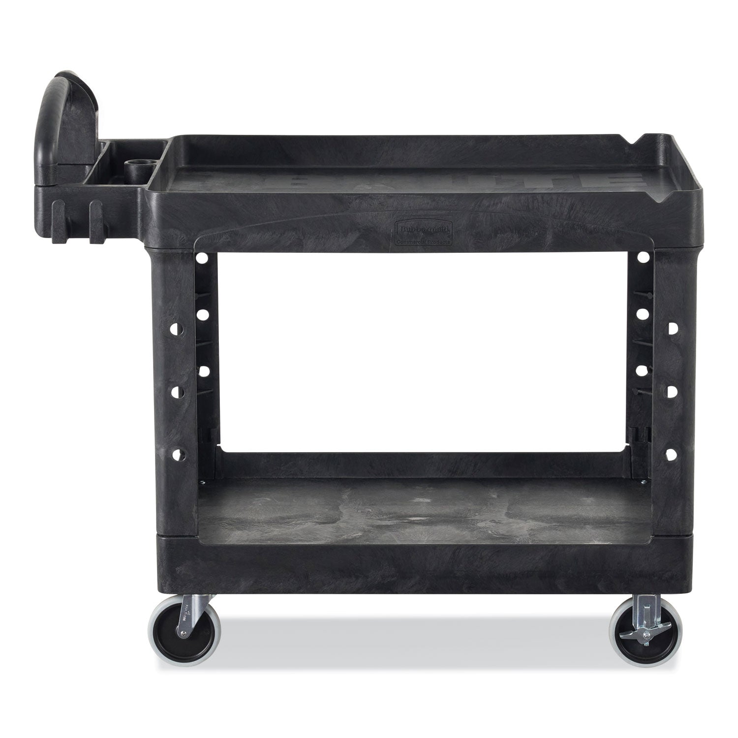 2 Shelf - 500 lb Load Capacity - 4 Casters - 5" Caster Size - Resin, Polypropylene - 45.25" Length x 25.87" Width x 33.25" Height - Black - 1 Each