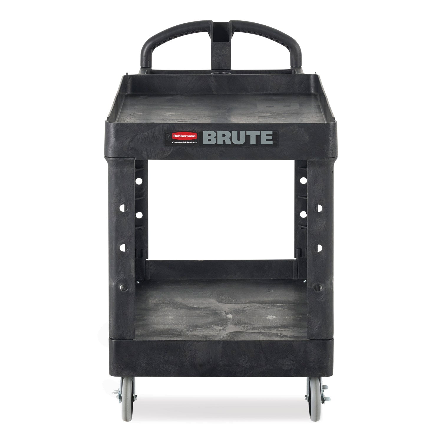 2 Shelf - 500 lb Load Capacity - 4 Casters - 5" Caster Size - Resin, Polypropylene - 45.25" Length x 25.87" Width x 33.25" Height - Black - 1 Each