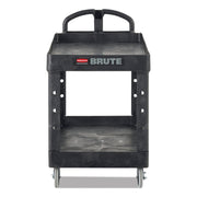 BRUTE Heavy-Duty Utility Cart with Lipped Shelves, Plastic, 2 Shelves, 750 lb Capacity, 25.25" x 54" x 39.25", Black