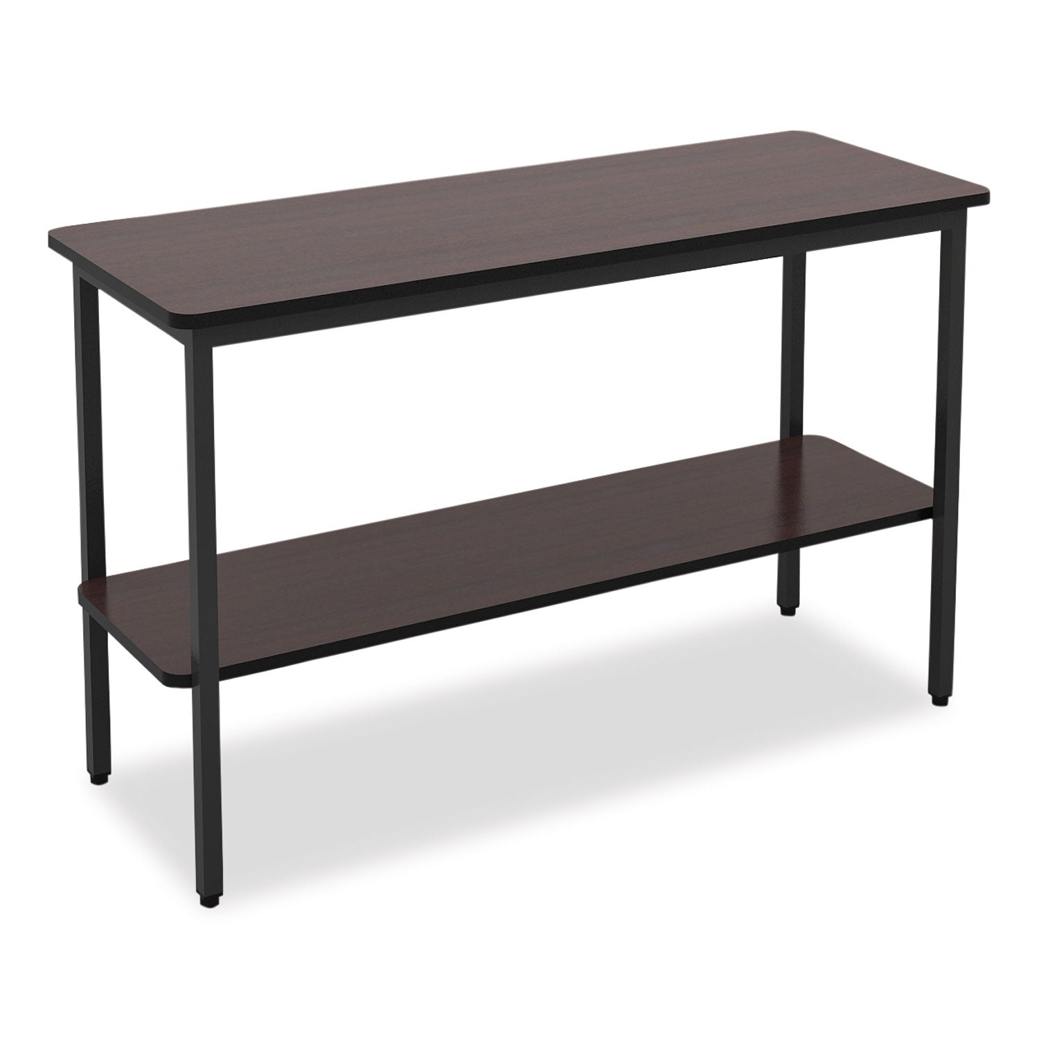OfficeWorks™ Utility Table Double Shelf, Walnut - 18" x 48"