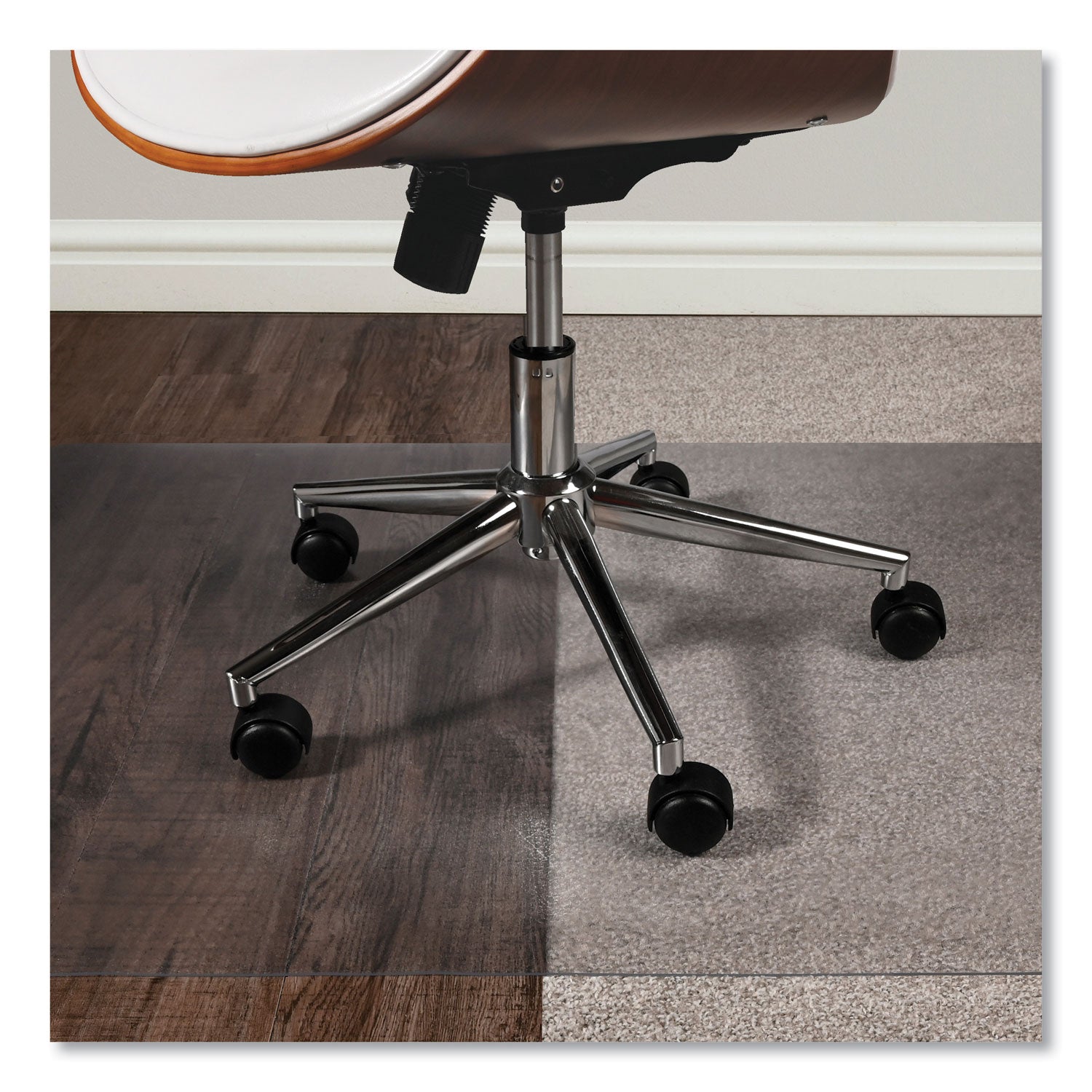 Hard Floor, Carpet - 48" Length x 36" Width x 0.370" Thickness - Vinyl - Clear - 1 Each