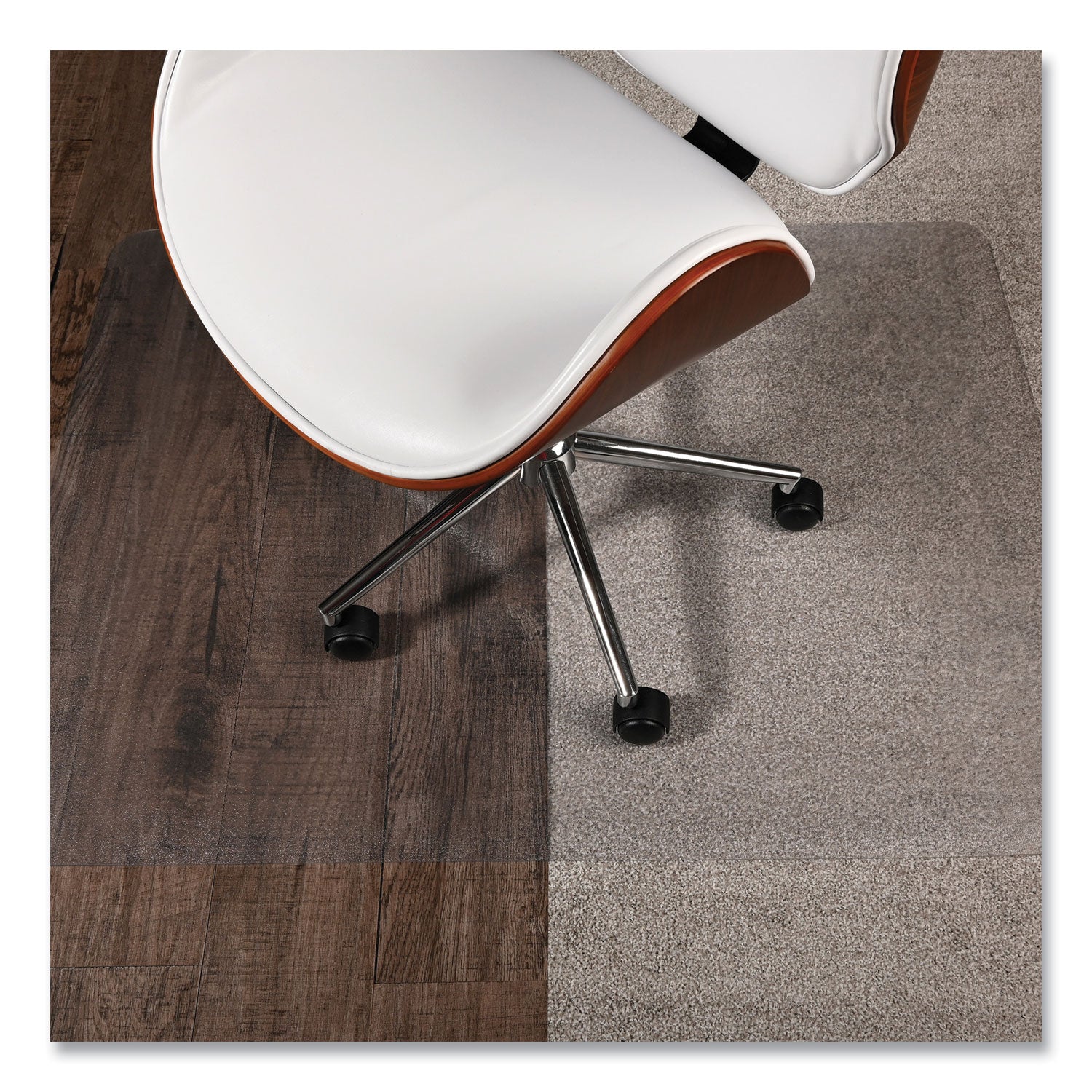 Hard Floor, Carpet - 48" Length x 36" Width x 0.370" Thickness - Vinyl - Clear - 1 Each