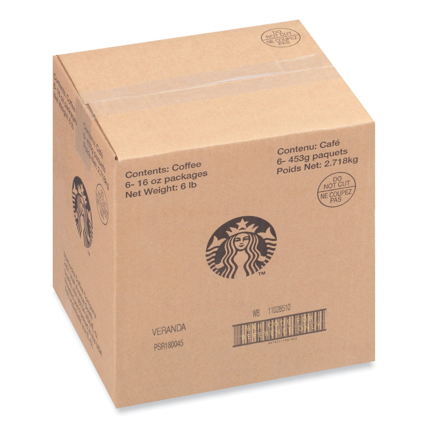 Starbucks Veranda Blend Whole Bean Coffee, Blonde Roast, 16 oz, 1 Each