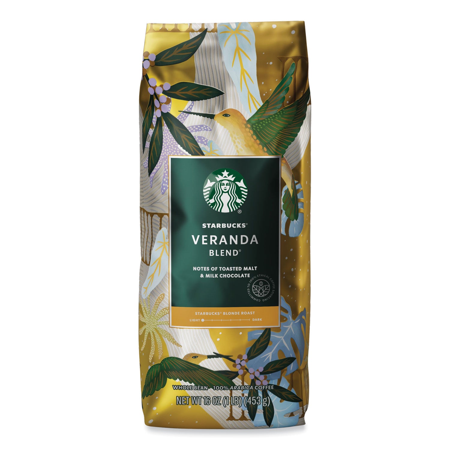 Starbucks Veranda Blend Whole Bean Coffee, Blonde Roast, 16 oz, 1 Each