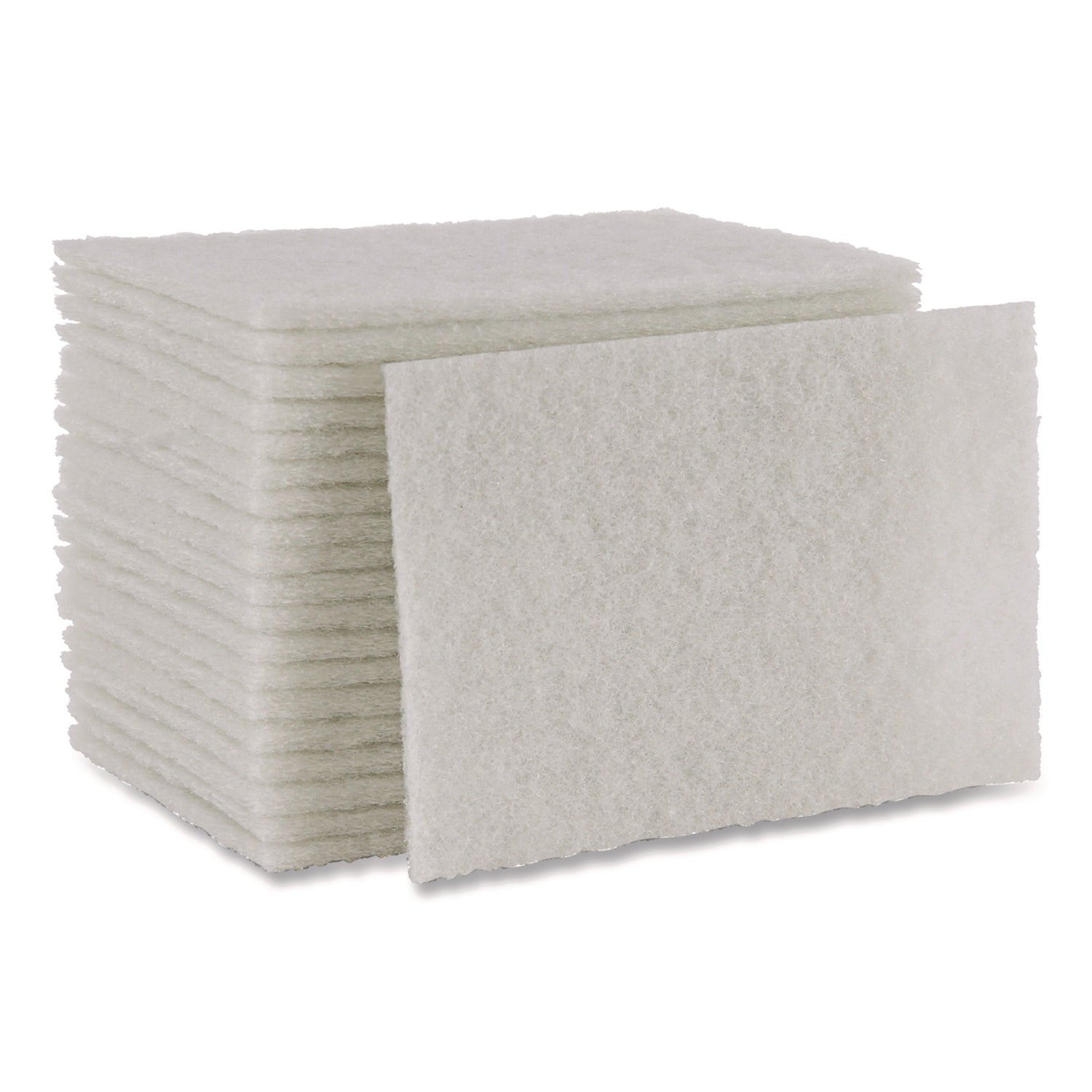 Light-Duty Scouring Pad, 6 x 9, White, 20/Carton