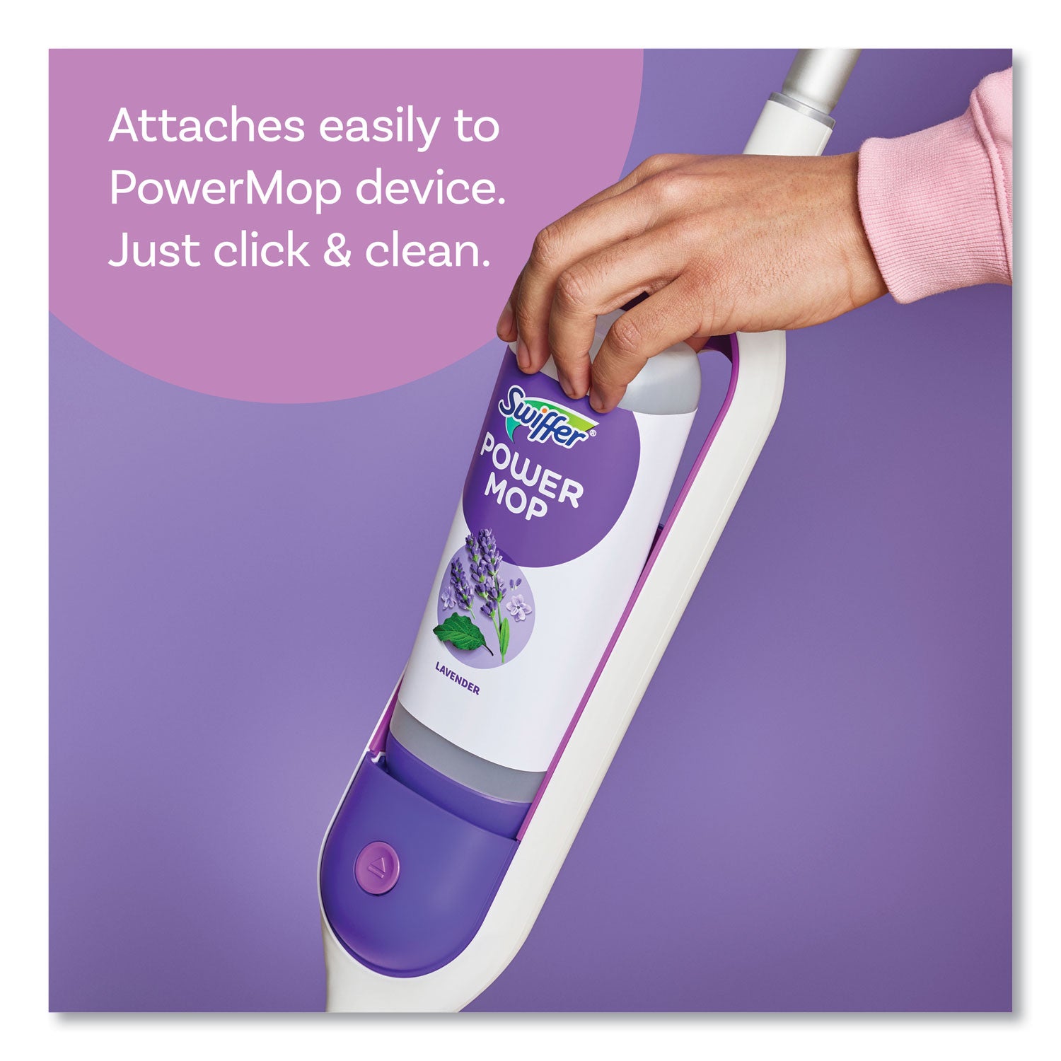 Swiffer PowerMop Floor Solution, Lavender Scent, Quick Drying, Rinse-Free, Aerosol, 25.3 oz, Purple, 1 Bottle