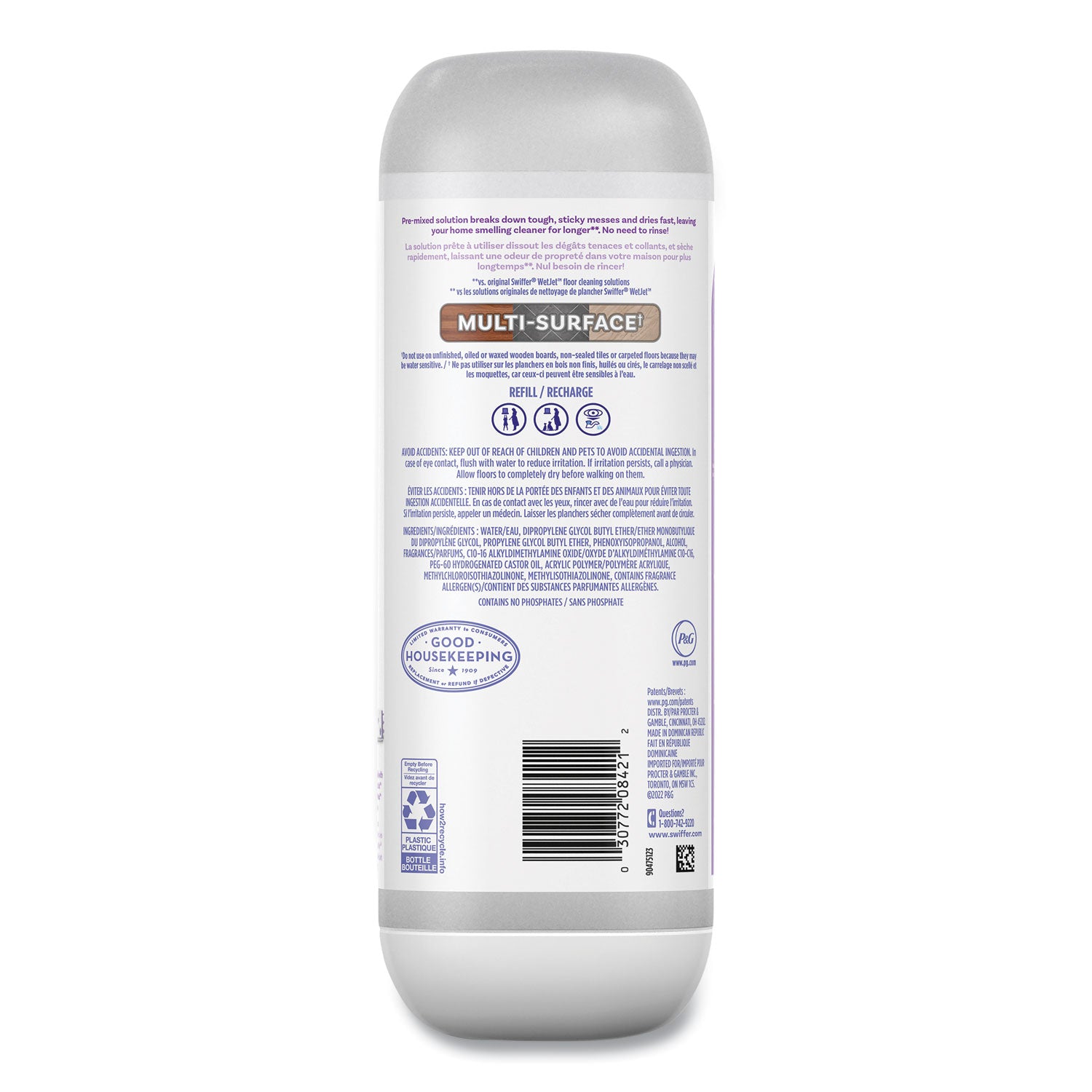 Swiffer PowerMop Floor Solution, Lavender Scent, Quick Drying, Rinse-Free, Aerosol, 25.3 oz, Purple, 1 Bottle