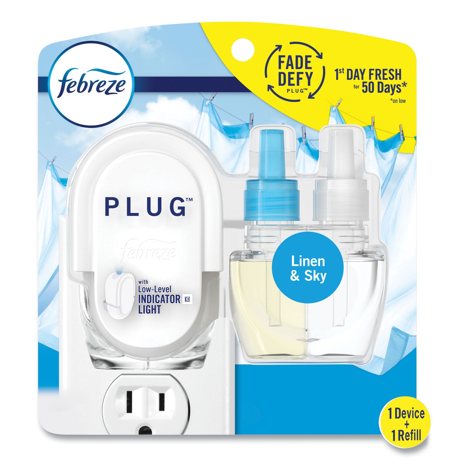 Febreze Plug Linen/Sky Oil Refill - Oil - 0.8 fl oz (0 quart) - Linen & Sky - Odor Neutralizer - 1 Each