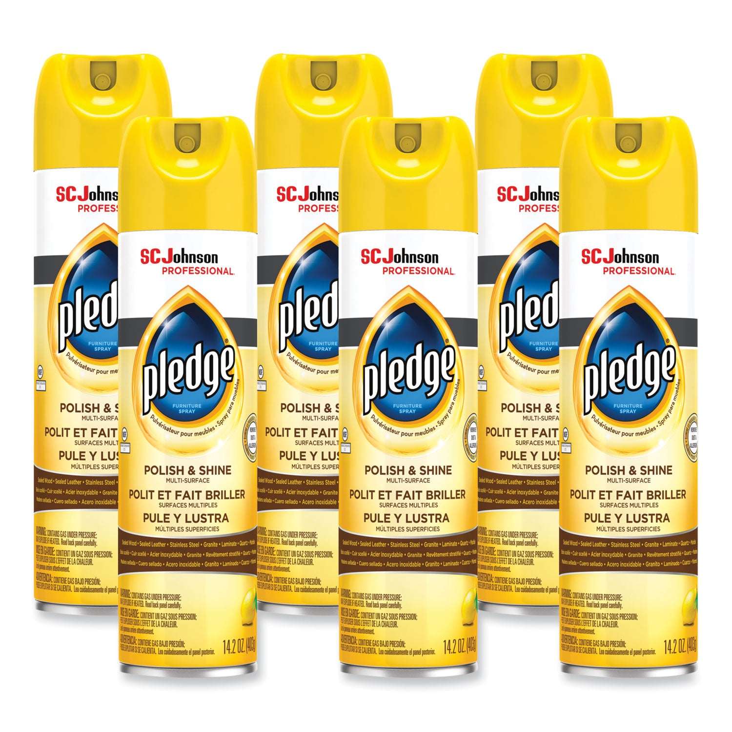 Pledge Lemon Enhancing Polish - 14.2 fl oz (0.4 quart) - Lemon Scent - White - 1 Each