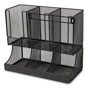 Network Collection 2-Tier 6-Compartment Coffee Cup and Condiment Countertop Organizer, 5 x 13 x 11.5, Black