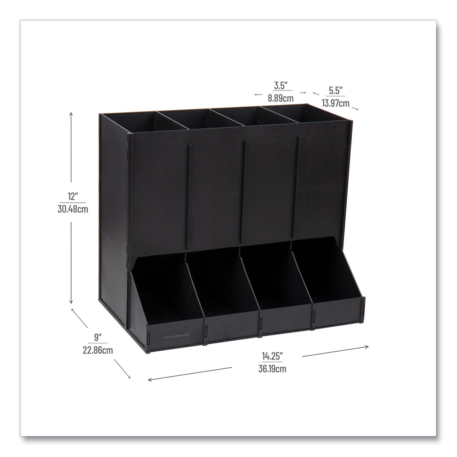 Anchor Collection 4-Compartment Single Serve Pod Countertop Dispenser, 14.25 x 9 x 12.15, Black