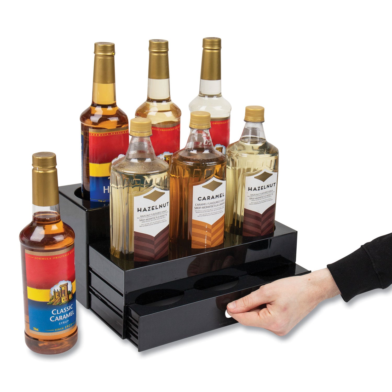 Mind Reader Foundation Collection 9-Compartment Nested Syrup Countertop Bottle Organizer, 12.5 x 5 x 7, Black
