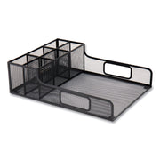 Network Collection Utensil, Napkin and Plate Countertop Organizer, 11.5 x 14.75 x 5.5, Metal, Black