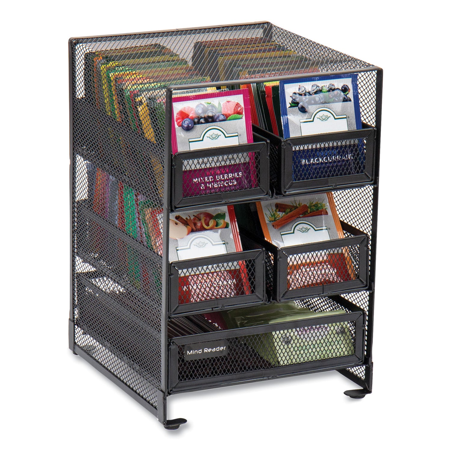 Network Collection 5-Compartment Tea Countertop Organizer, 6.75 x 7 x 10, Black