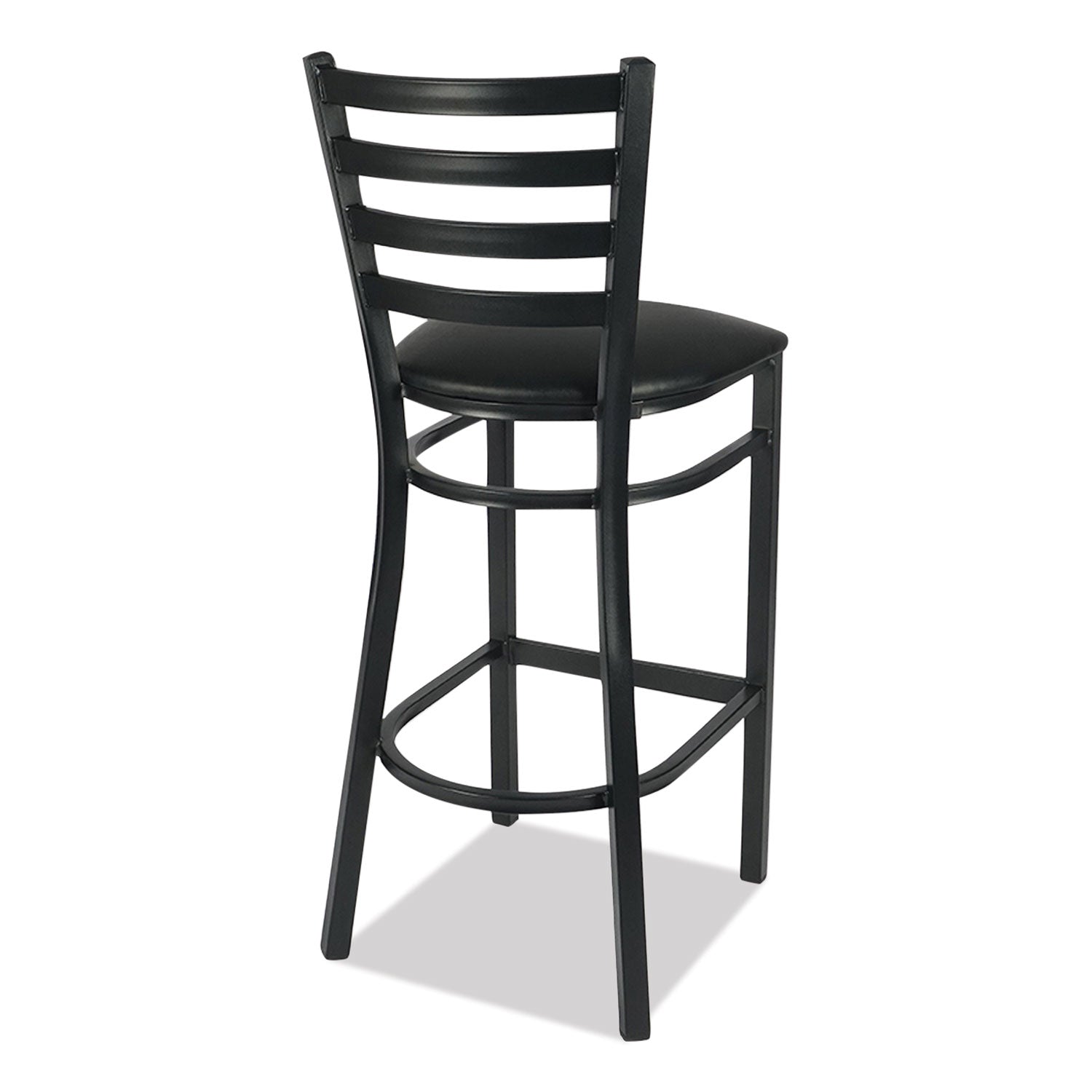 White Horse Series Barstools, Supports Up to 300 lb, 29.5" Seat Height, Black Seat/Back, Black Frame