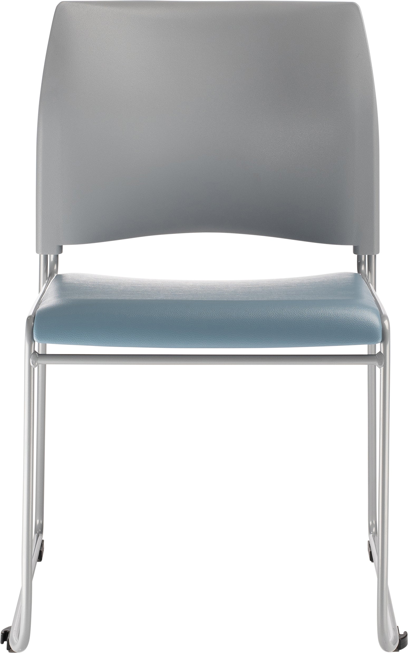 NPS® 8700 Series Cafetorium Plush Vinyl Stack Chair, Surface Color: Blue/Grey Vinyl, Frame Color: Silver
