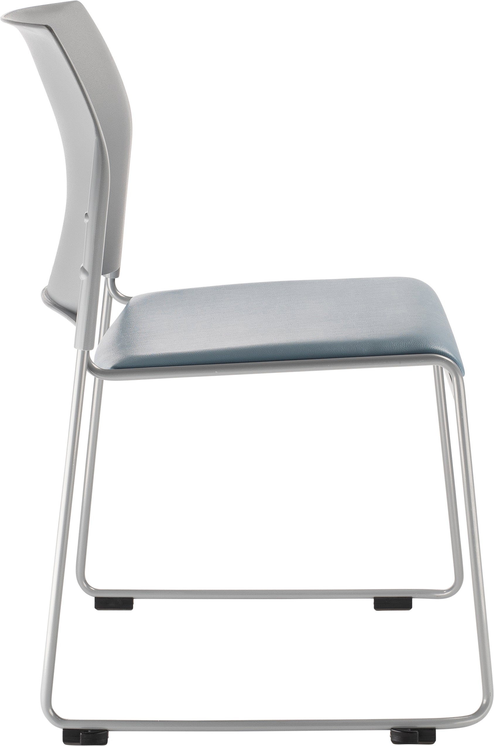 NPS® 8700 Series Cafetorium Plush Vinyl Stack Chair, Surface Color: Blue/Grey Vinyl, Frame Color: Silver
