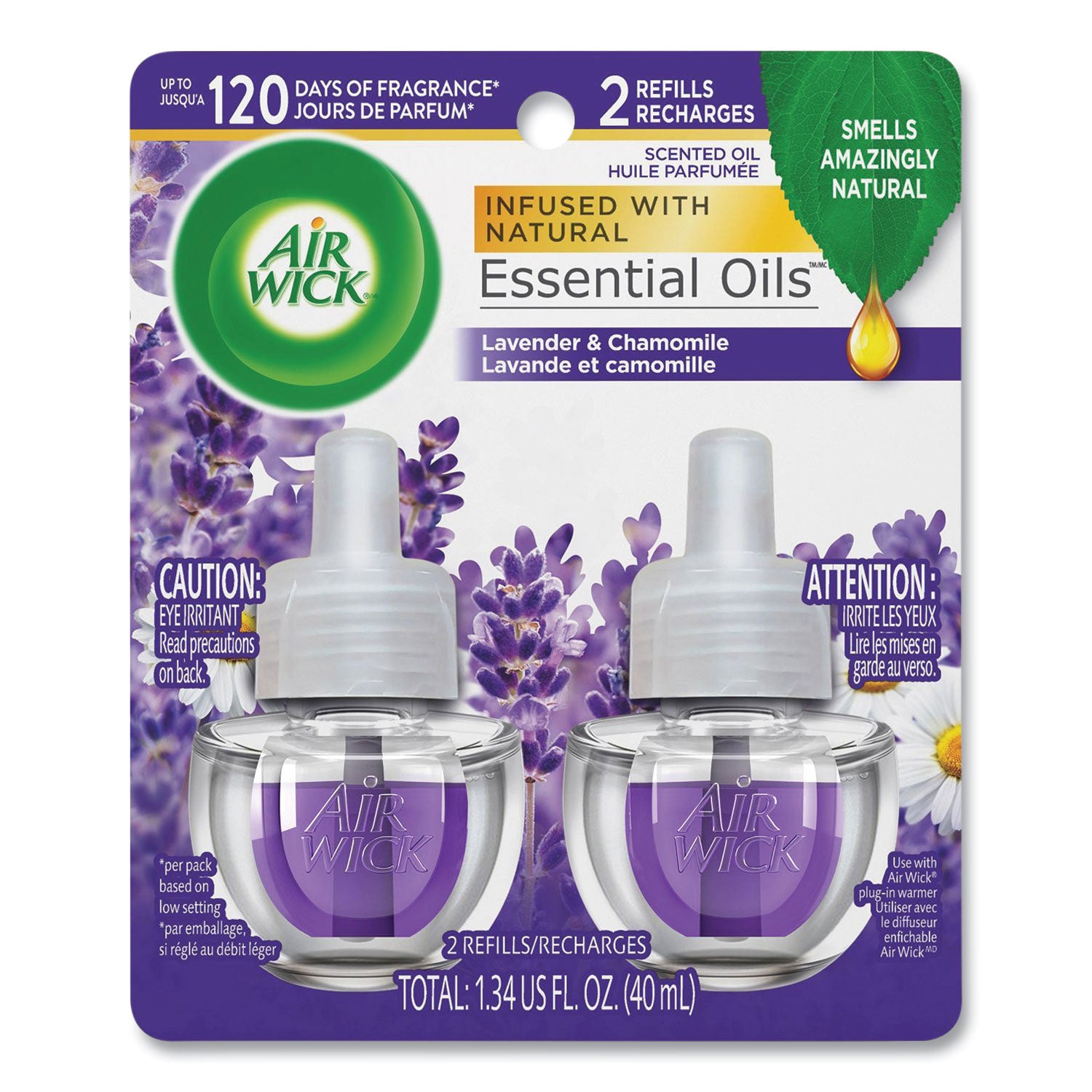 Air Wick Scented Oil Warmer Refill - Oil - 0.7 fl oz (0 quart) - Lavender, Chamomile - 60 Day - 2/Pack - 6 / Carton