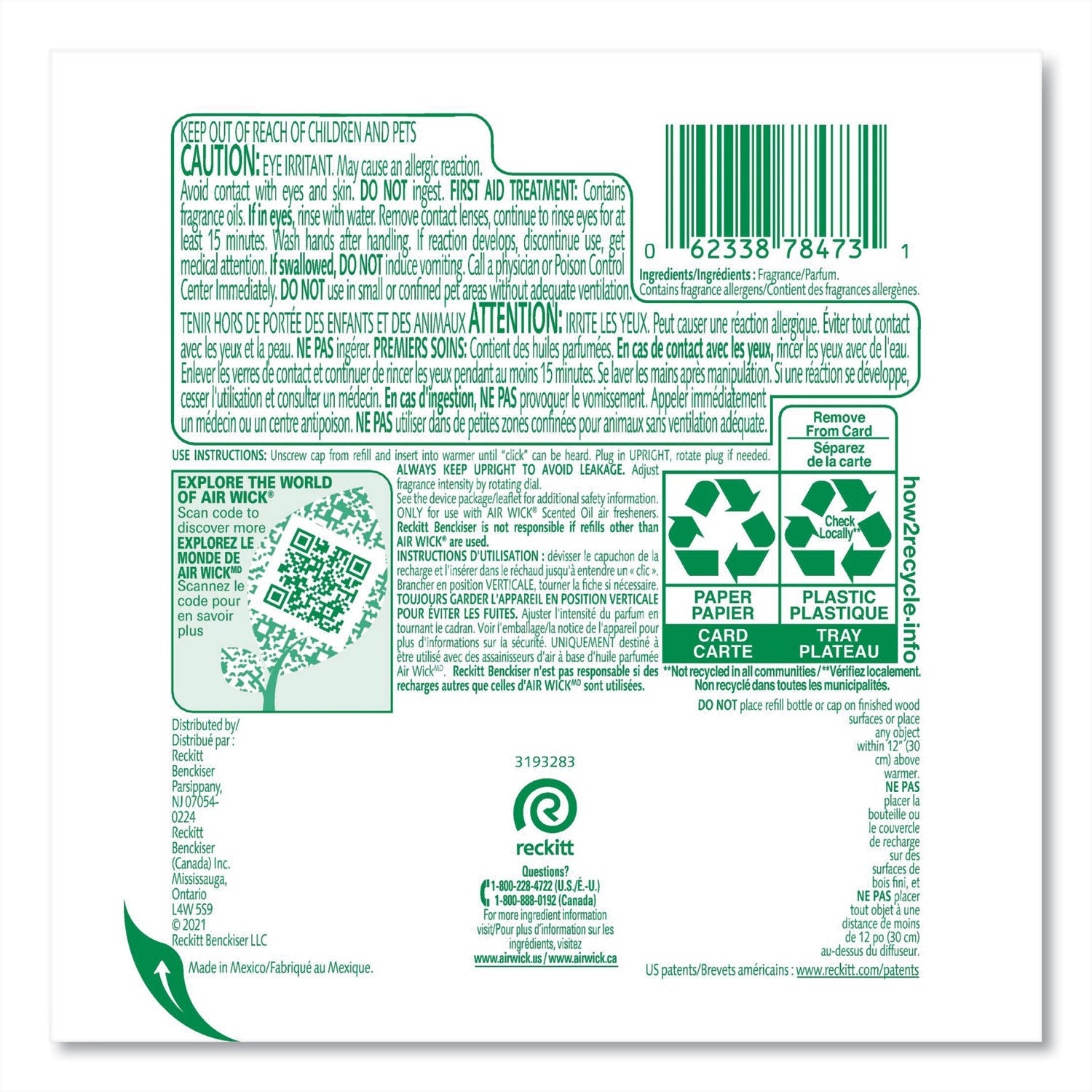 Air Wick Scented Oil Warmer Refill - Oil - 0.7 fl oz (0 quart) - Lavender, Chamomile - 60 Day - 2/Pack - 6 / Carton