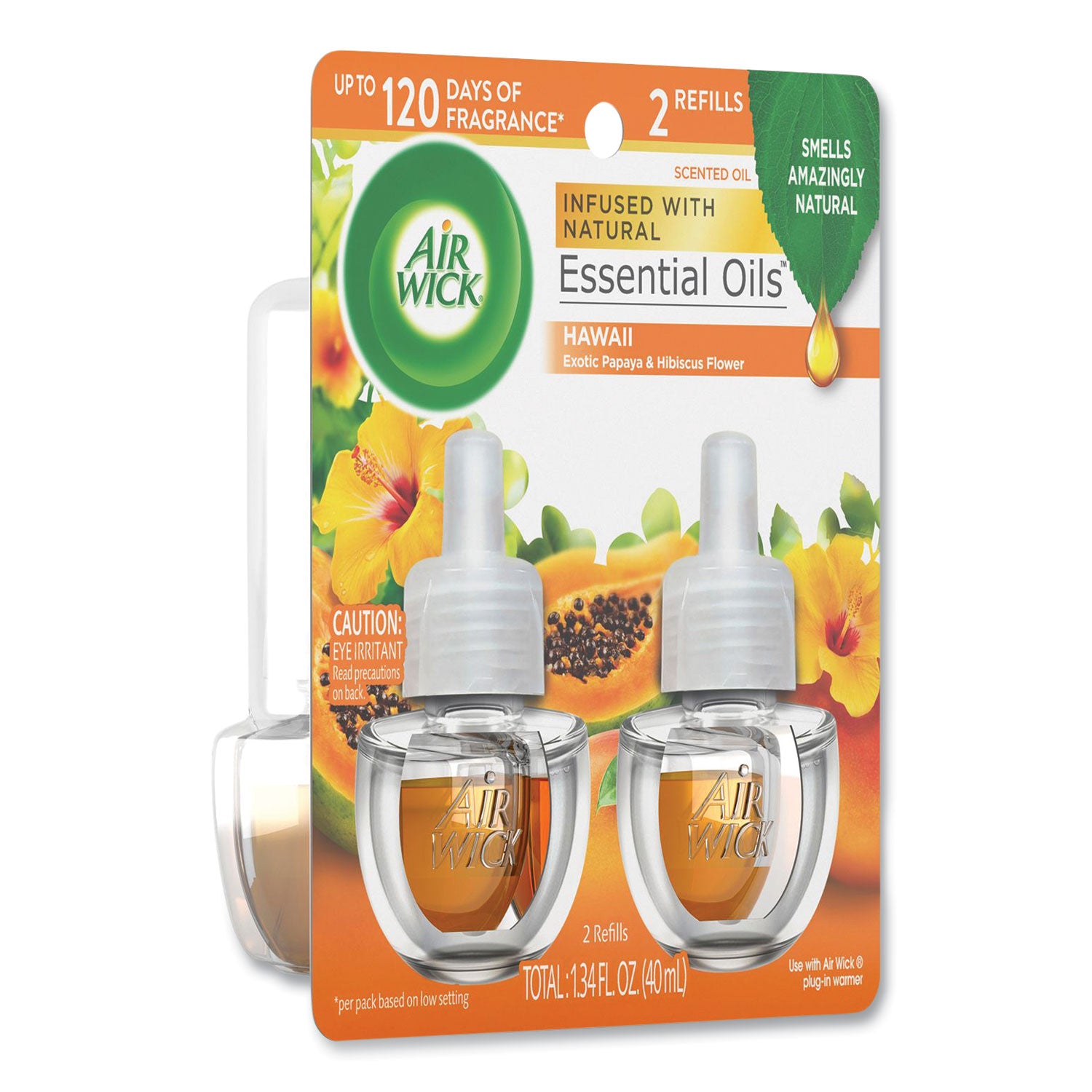 Air Wick Papaya Scented Oil - Oil - 0.7 fl oz (0 quart) - Hawaii Exotic Papaya, Hibiscus Flower - 60 Day - 2/Pack - 6 / Carton