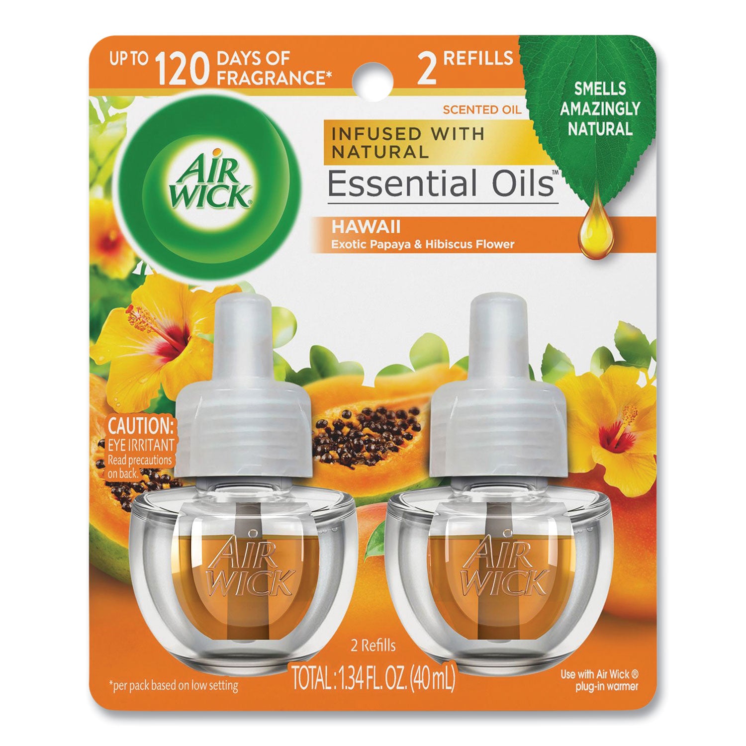 Air Wick Papaya Scented Oil - Oil - 0.7 fl oz (0 quart) - Hawaii Exotic Papaya, Hibiscus Flower - 60 Day - 2/Pack - 6 / Carton