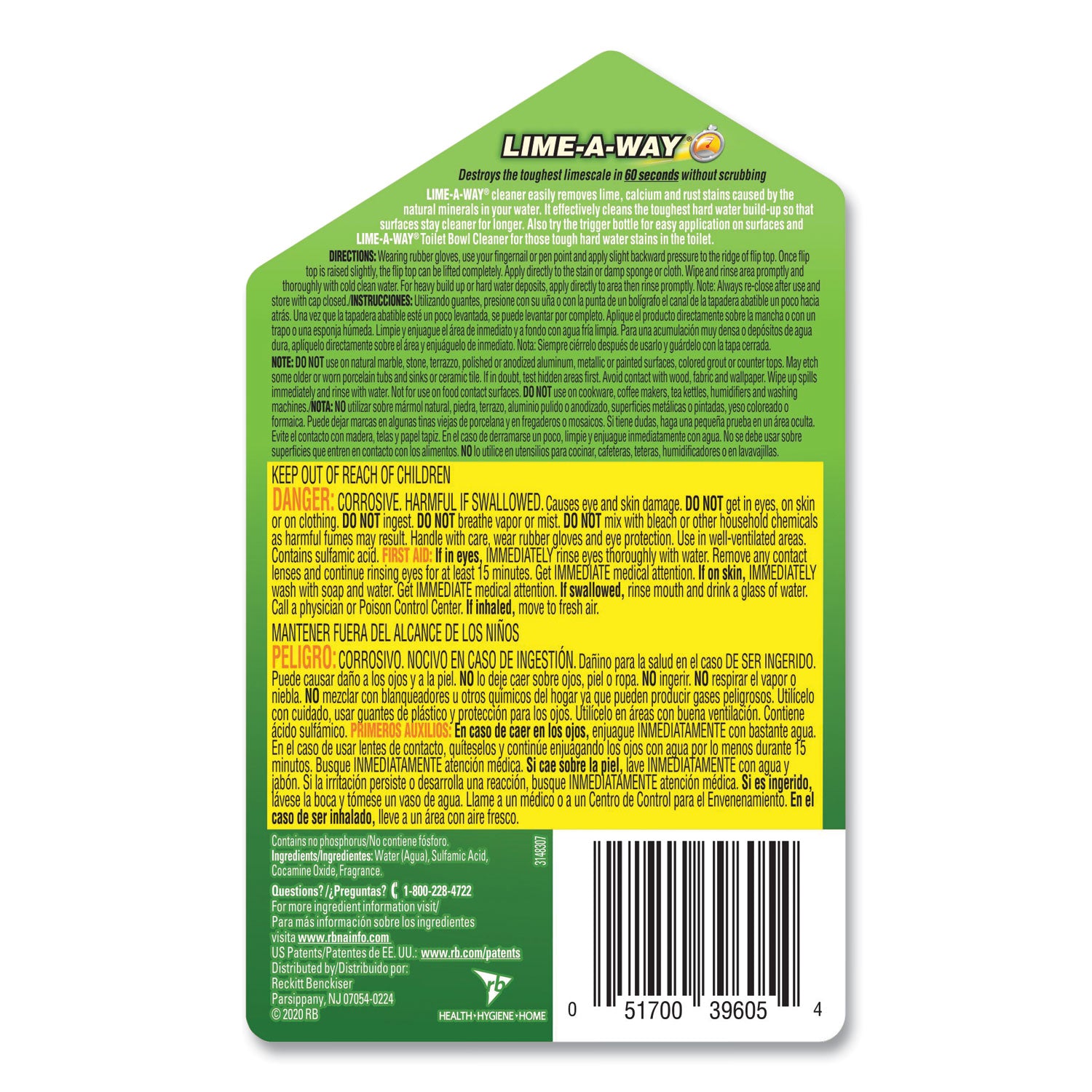 Lime-A-Way Cleaner - For Multipurpose - 28 fl oz (0.9 quart) - Recommended For: Limescale Remover, Calcium Deposit Remover, Rust Remover, Soil Remover, Stain Remover - Unscented - Clear - 1 Bottle