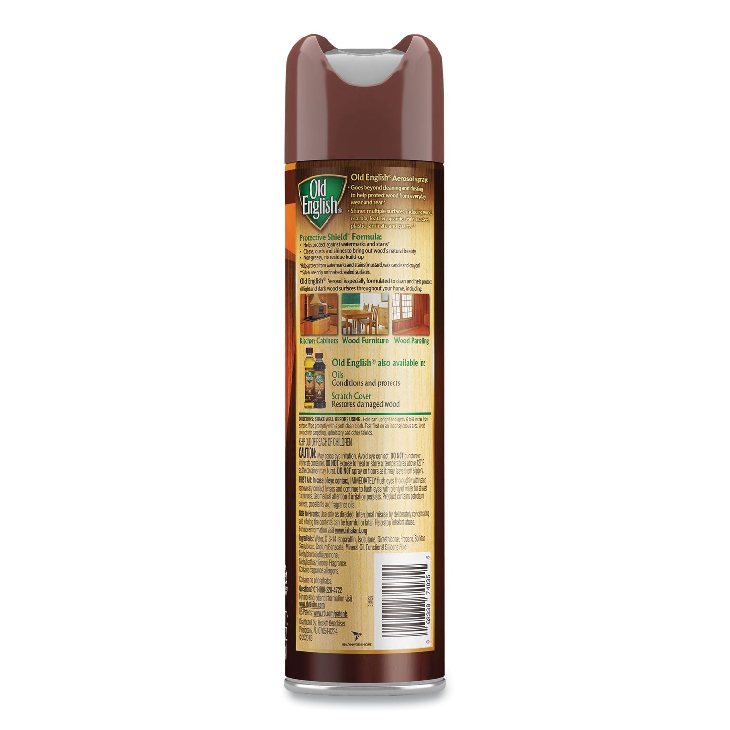Old English Furniture Polish, Aerosol, Lemon Scent, 12.5 oz, Brown, 12/Carton